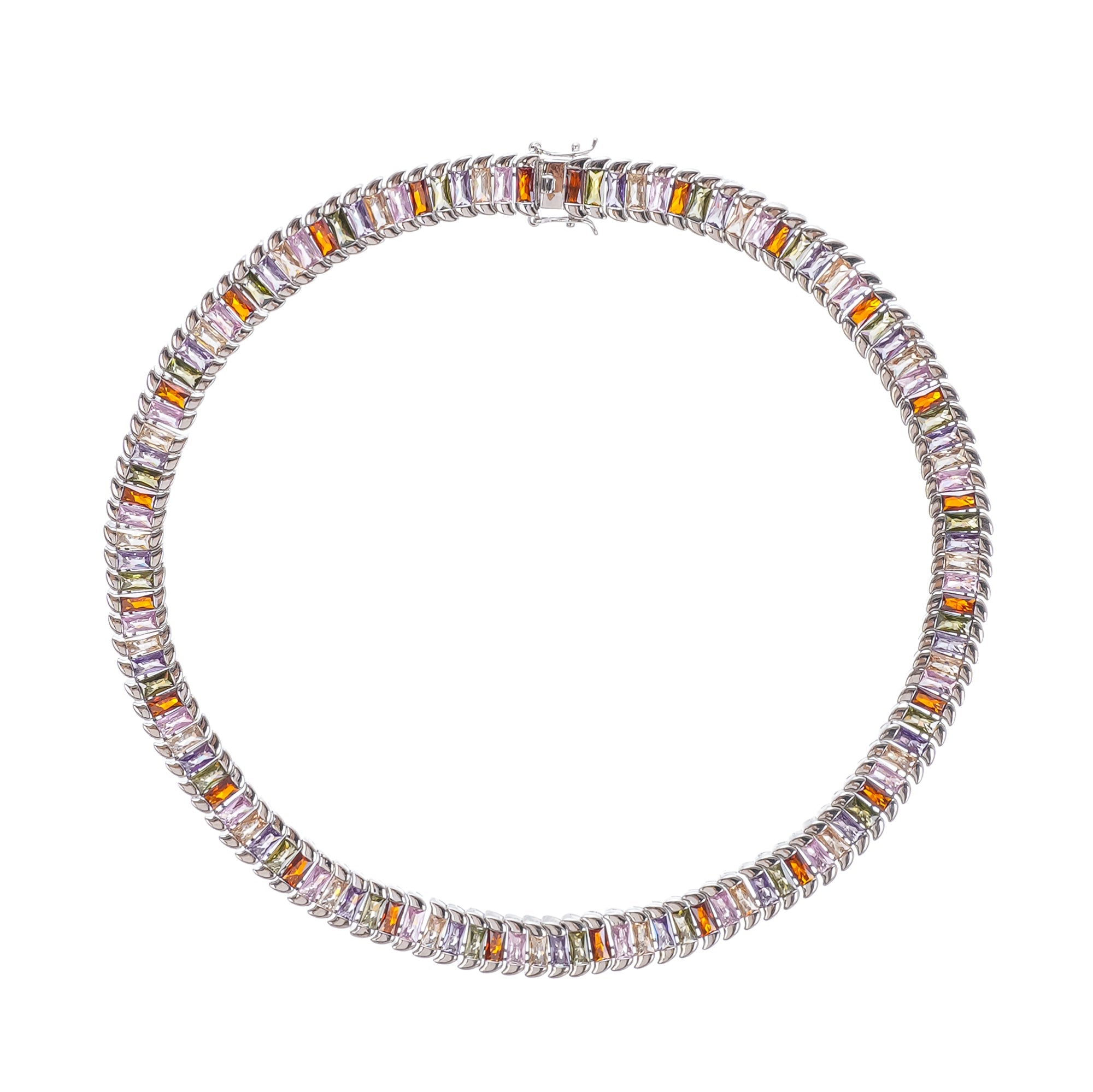 Isoline Silver Tone Crystal Embellished Necklace