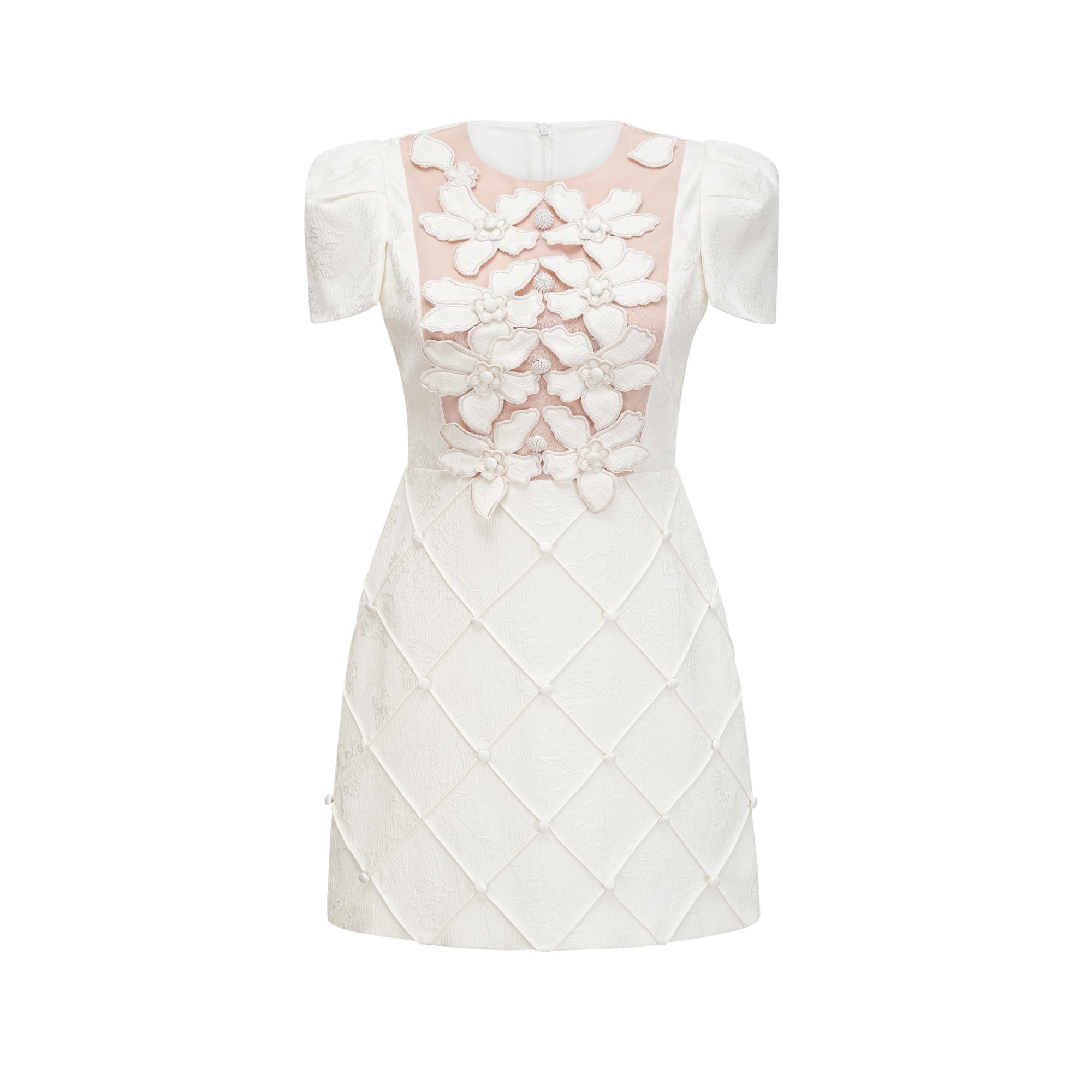 Coralie white petal-detail buttoned mini dress (Final Sale-US Only)