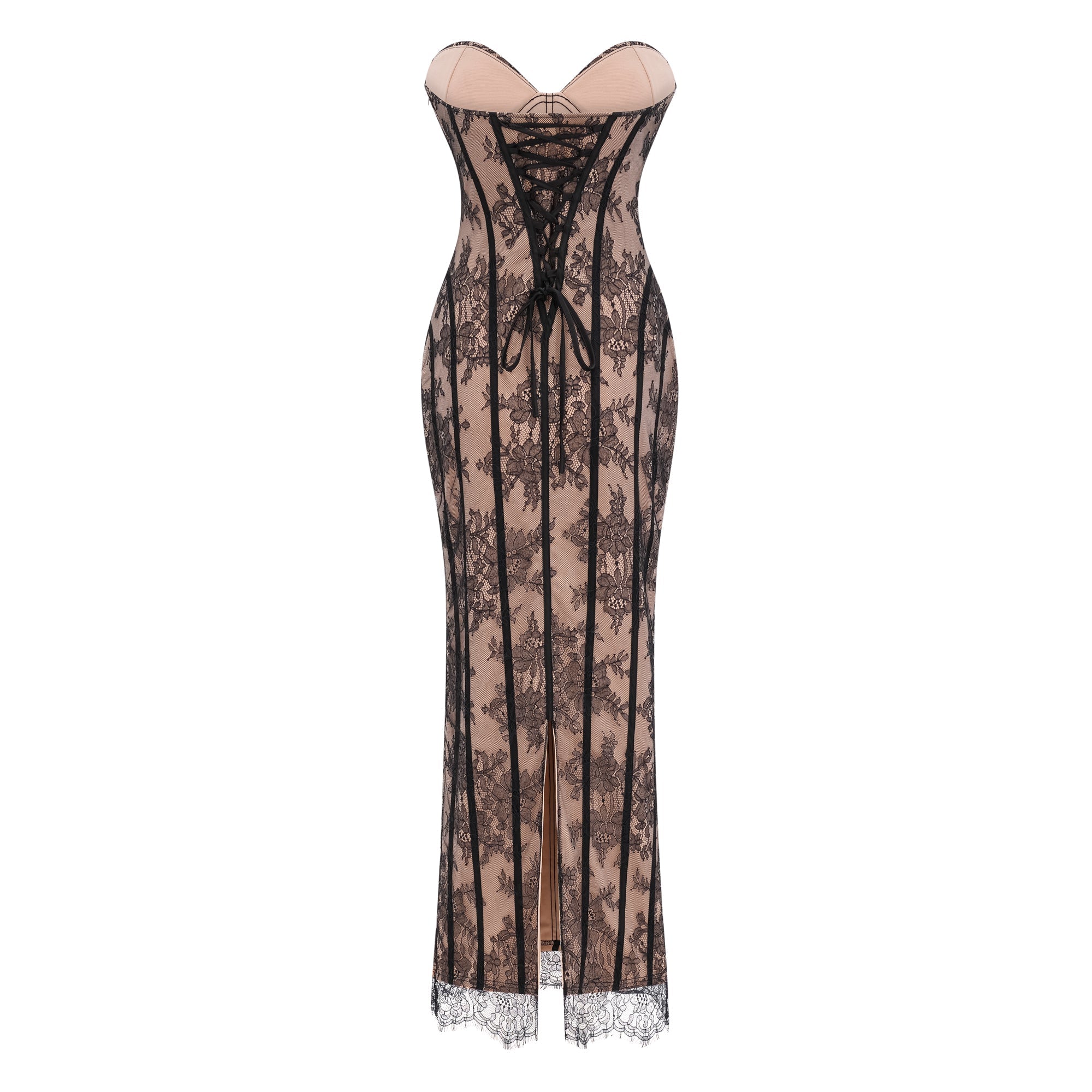 Urszula Black Floral Lace Corset Maxi Dress (Final Sale-US Only)