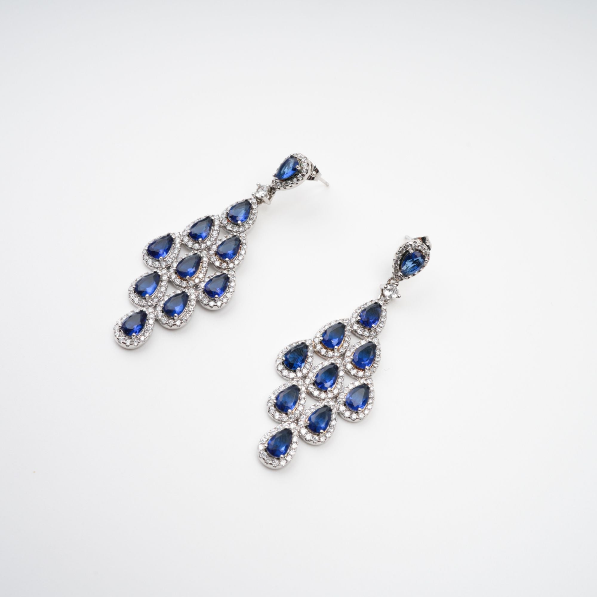 Estelle Blue Crystal Embellished Sterling Silver Earrings (Final Sale)