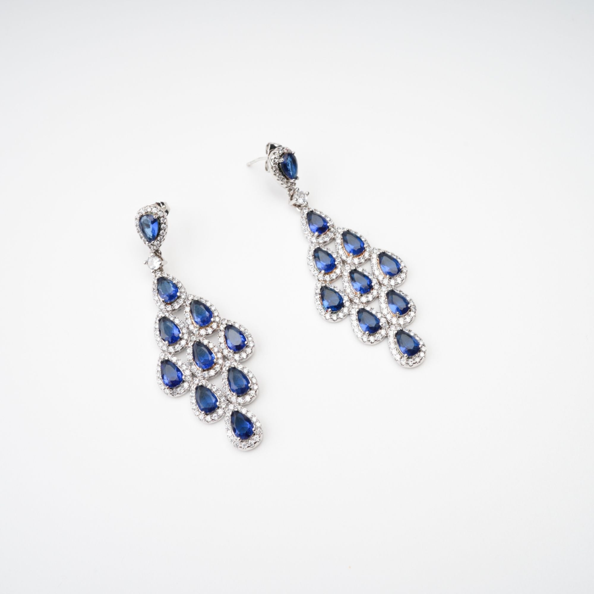 Estelle Blue Crystal Embellished Sterling Silver Earrings (Final Sale)