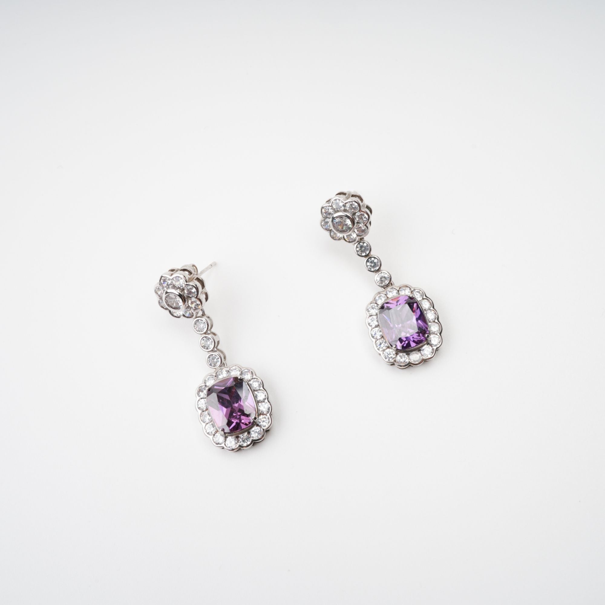 Clémence Purple Crystal Embellished Earrings (Final Sale)