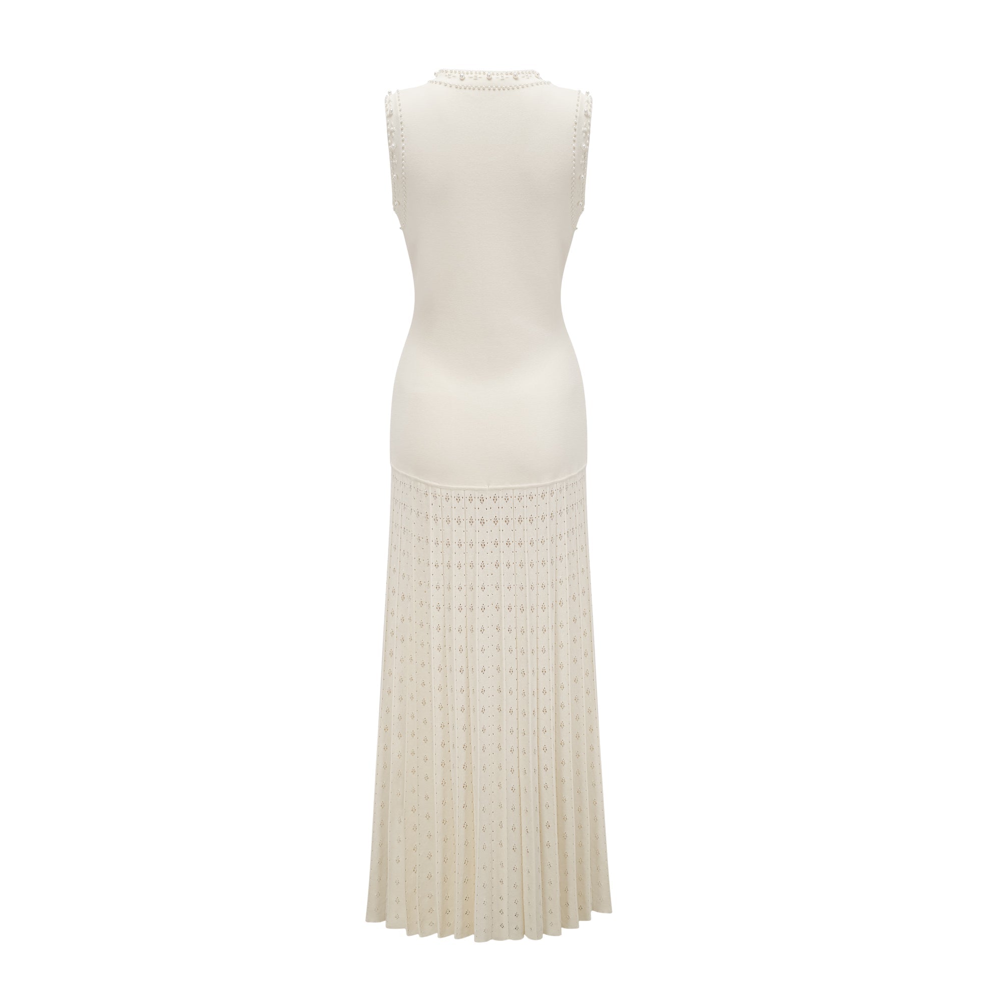 Donatienne white faux-pearl knitted maxi dress (Final Sale)