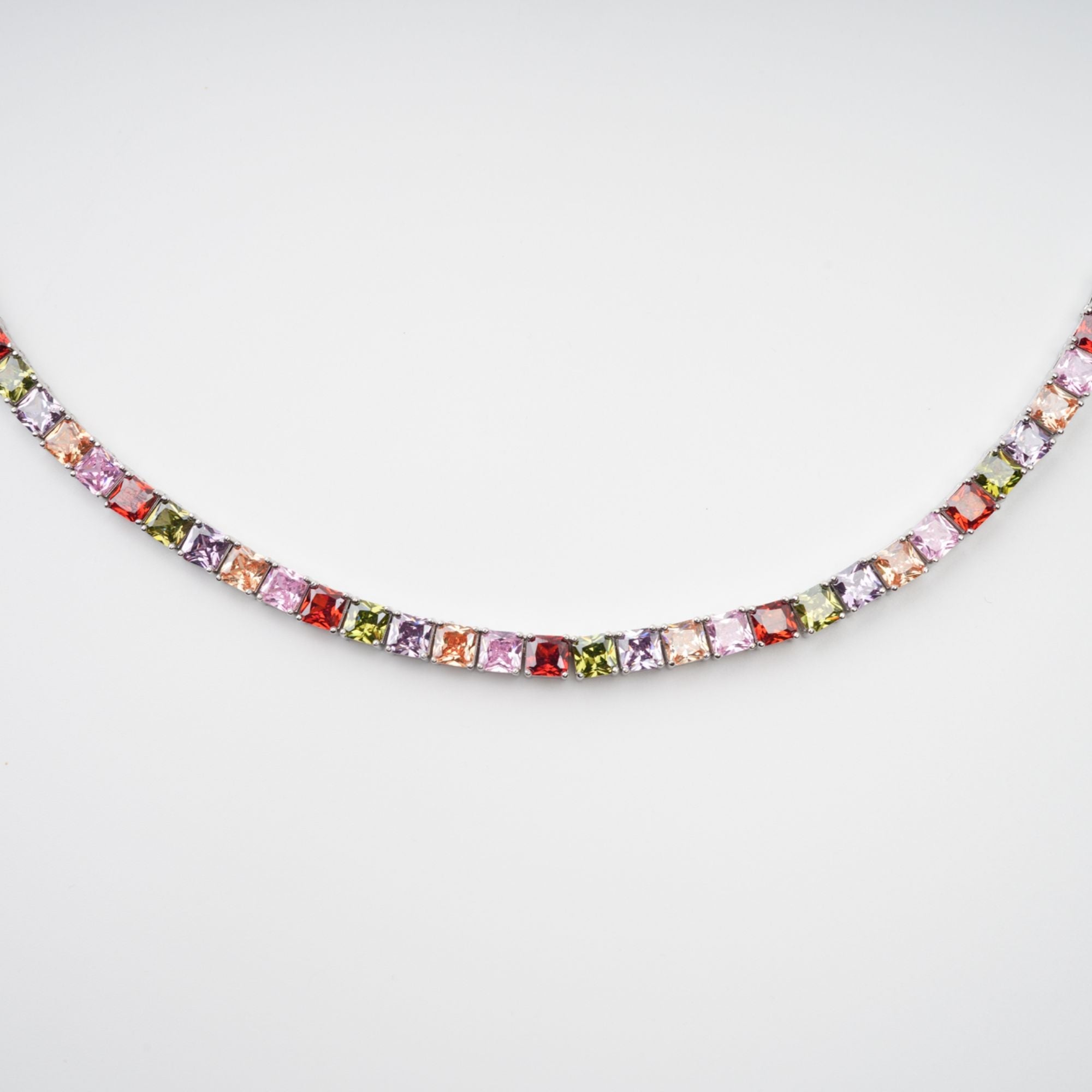 Avril Multicolor Square Cut Crystal Embellished Necklace (Final Sale)
