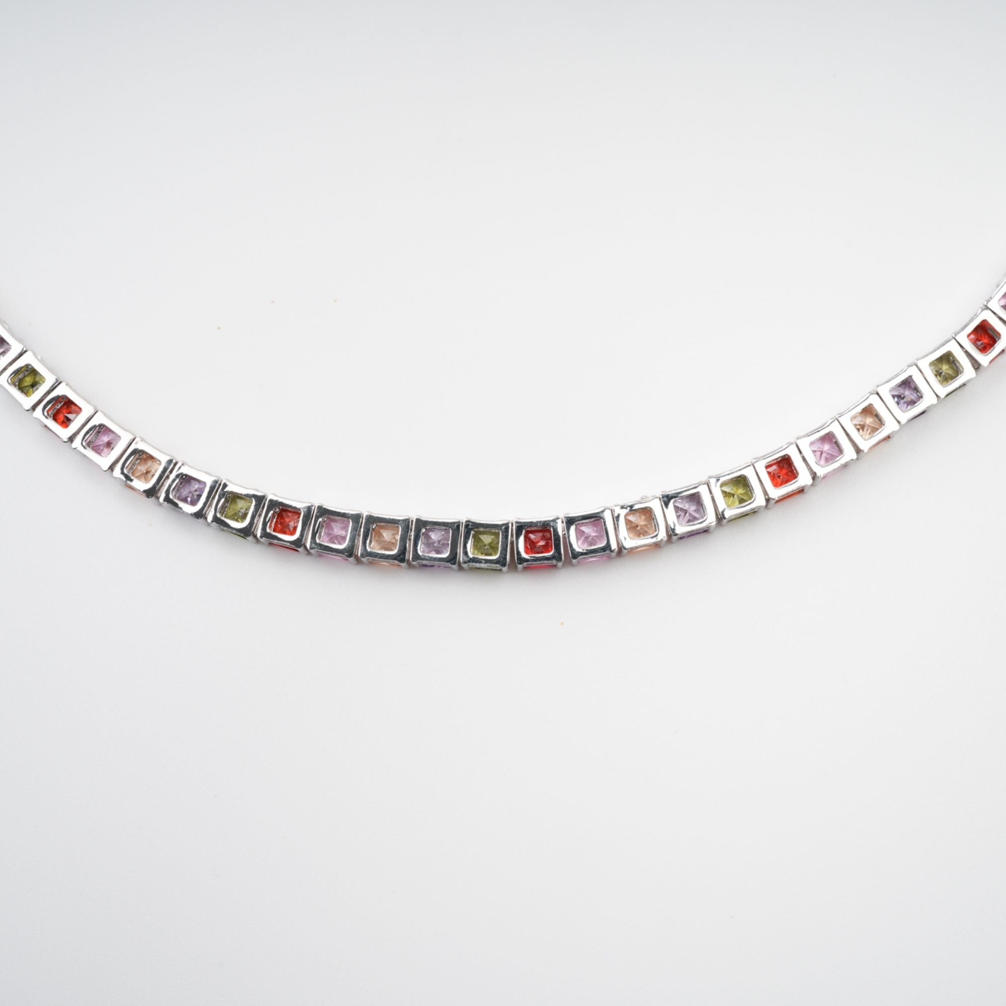 Avril Multicolor Square Cut Crystal Embellished Necklace (Final Sale)