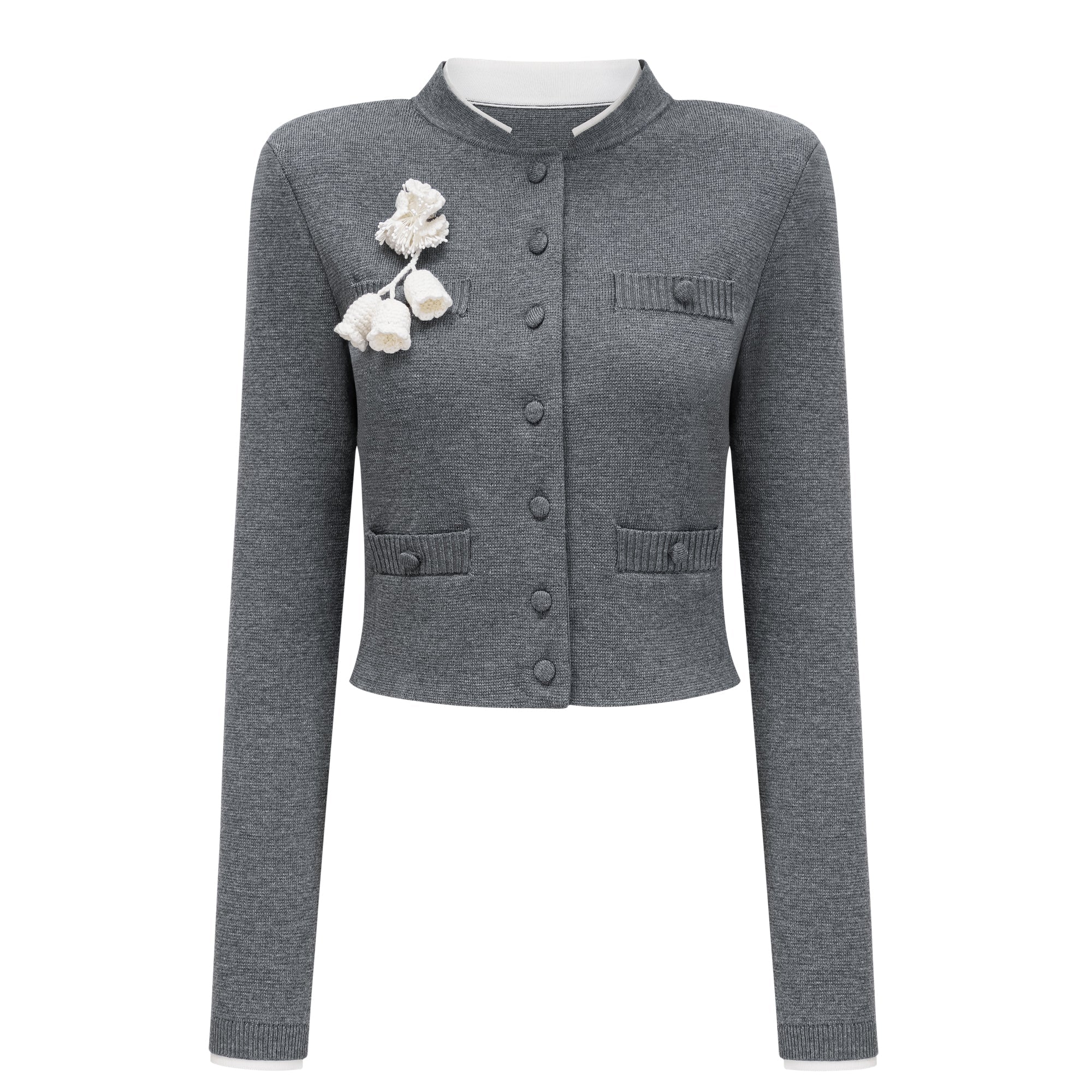 Lisette Grey 3D Petal Knit Cardigan (Final Sale-US Only)