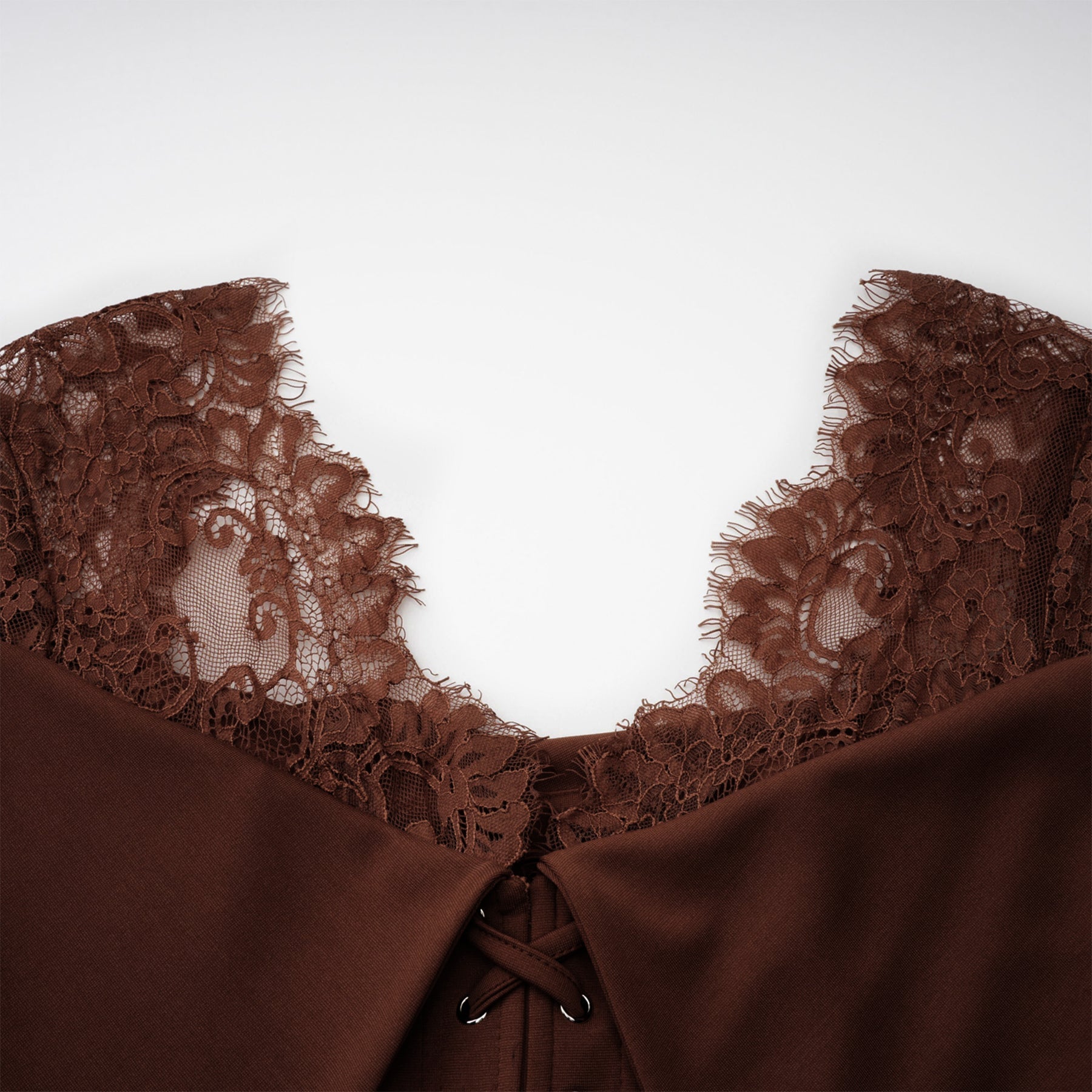  Lace Panel Flared Maxi Gown