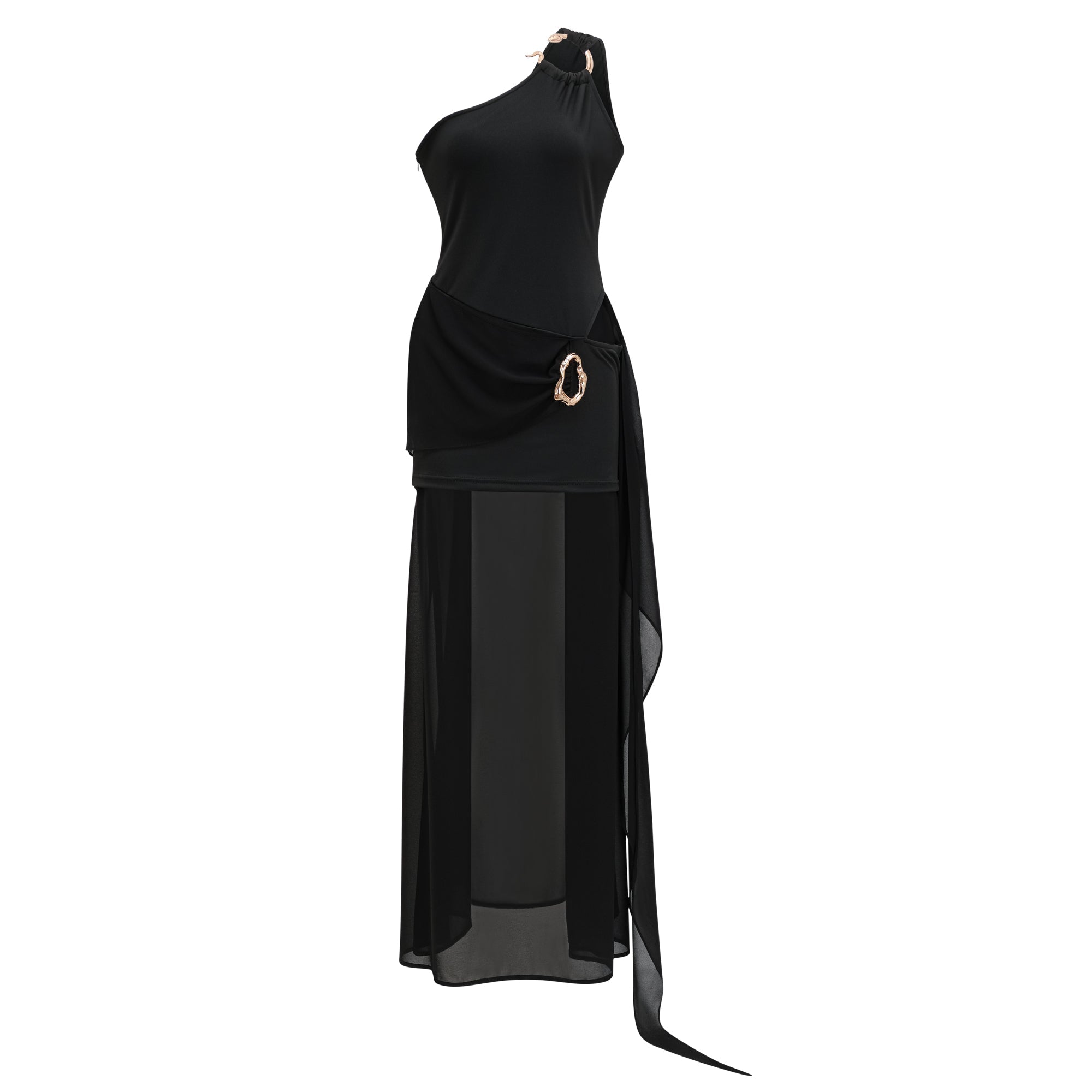 Tiziana Black One Shoulder Cut Out Maxi Dress (Final Sale)