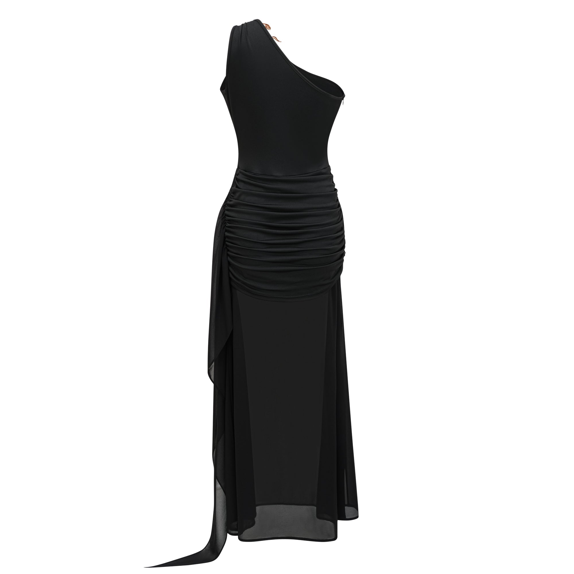 Tiziana Black One Shoulder Cut Out Maxi Dress (Final Sale)