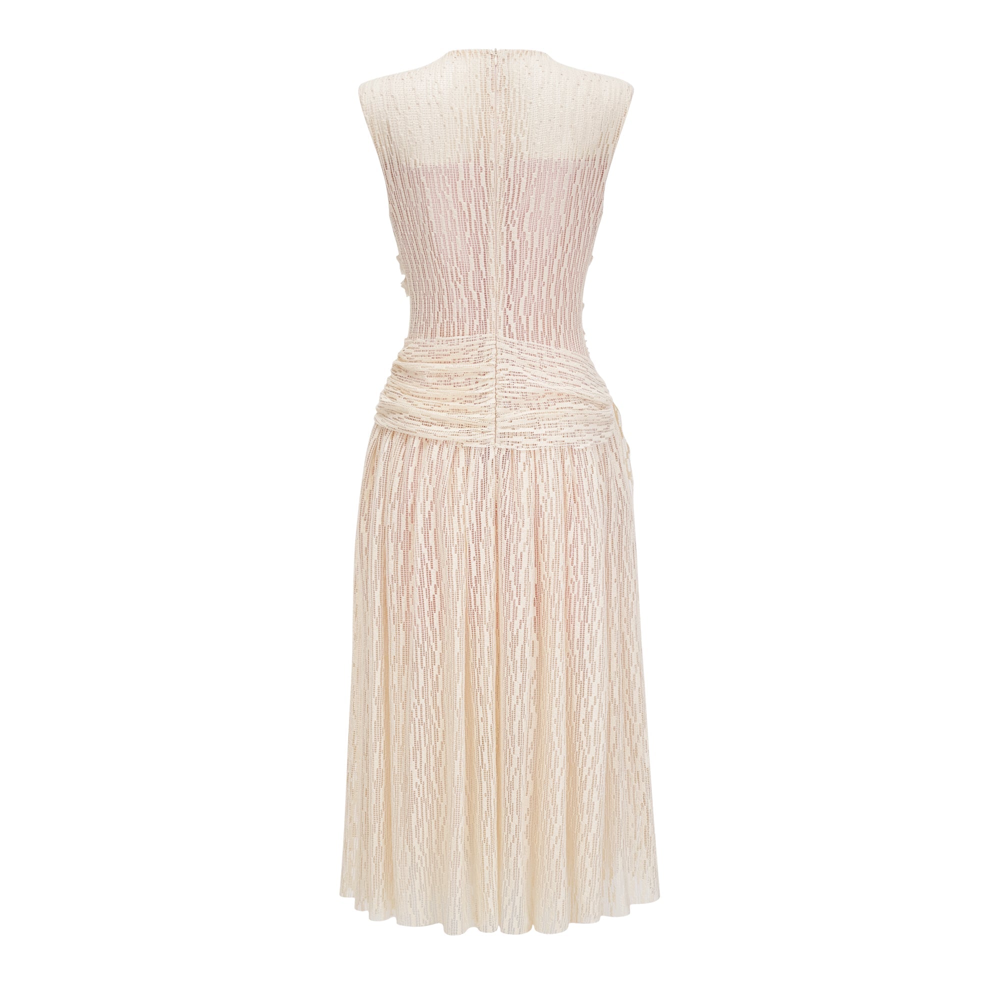 Cynthia Neutrals 3D Petal Textured Midi Dress (Final Sale)