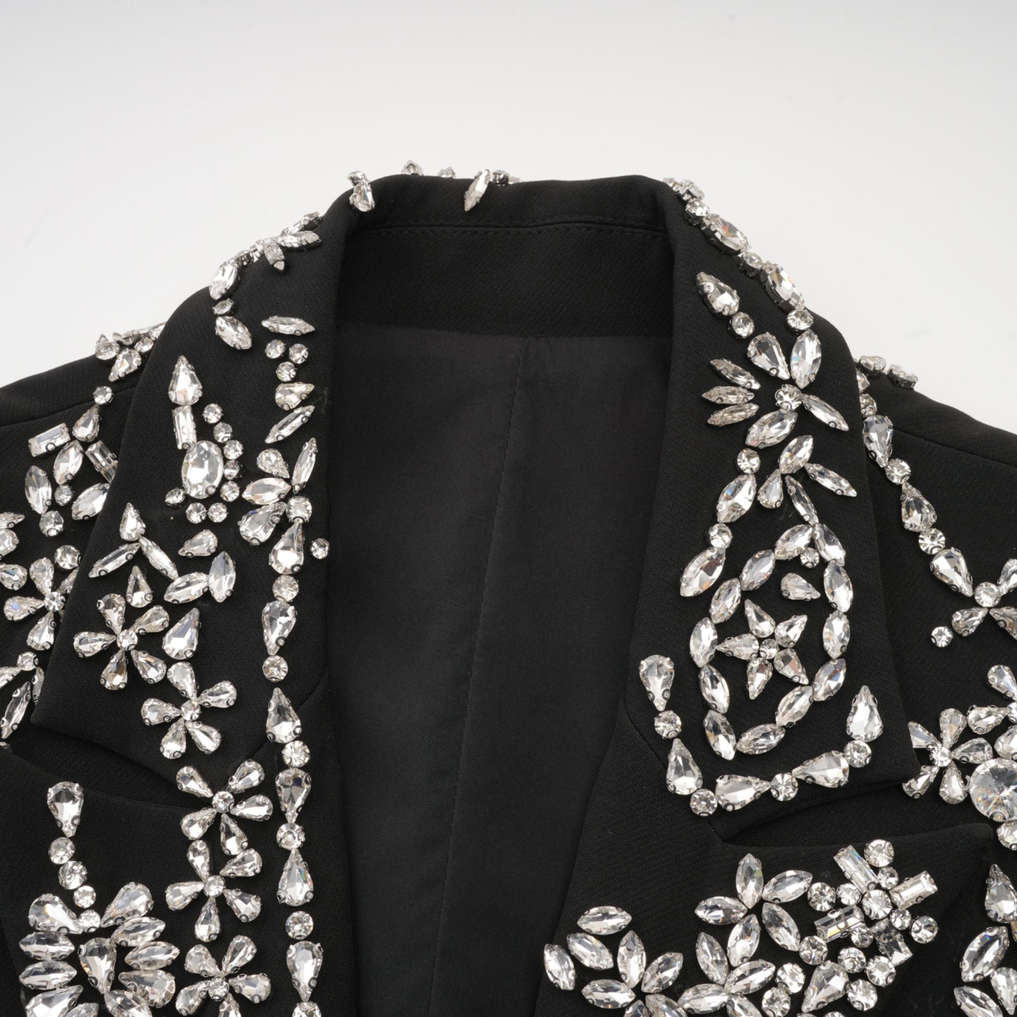 Audrey Black Crystal-Embellished Cut-Out Jacket
