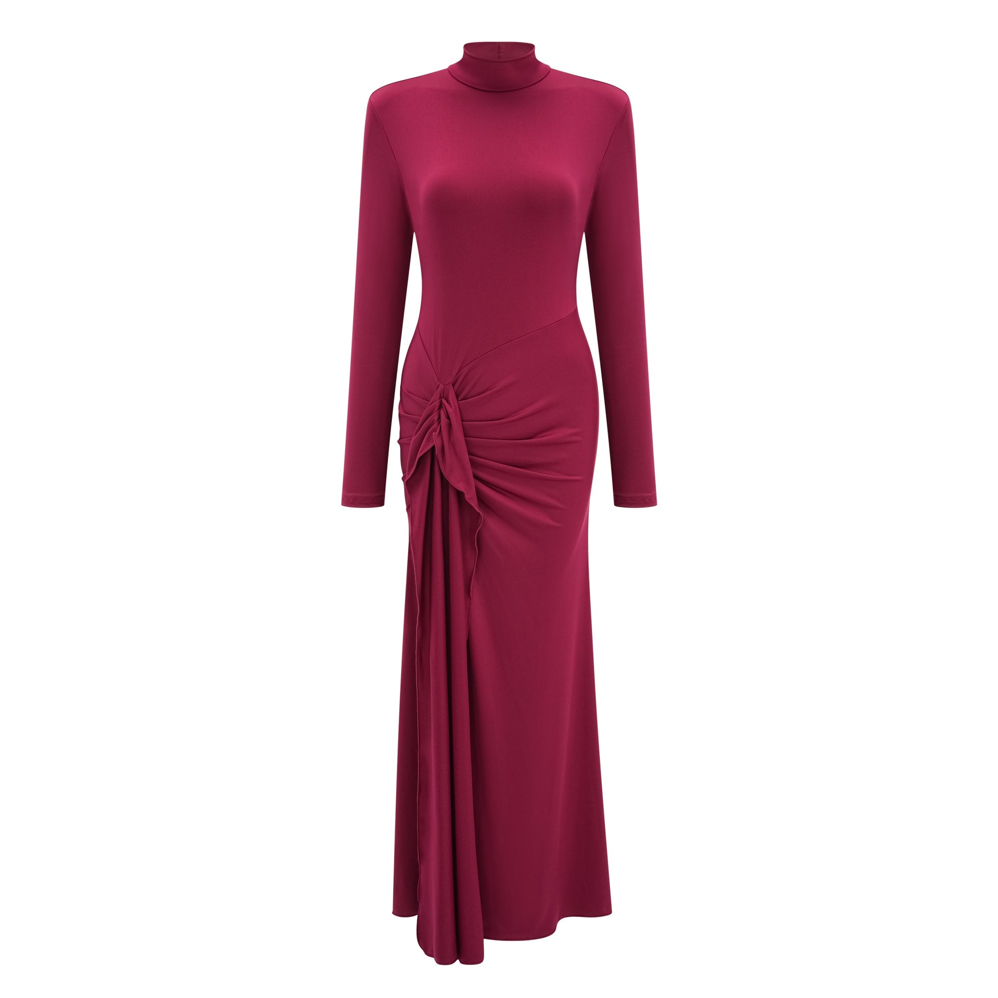 Neve Red High Neck Twist Knot Maxi Dress (Final Sale)