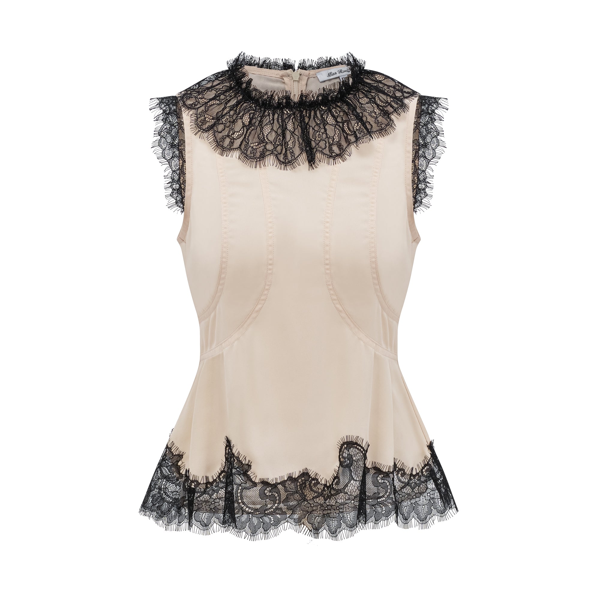 Zsófia Neutral Lace Panel Chiffon Top & Skirt Matching Set (Final Sale)