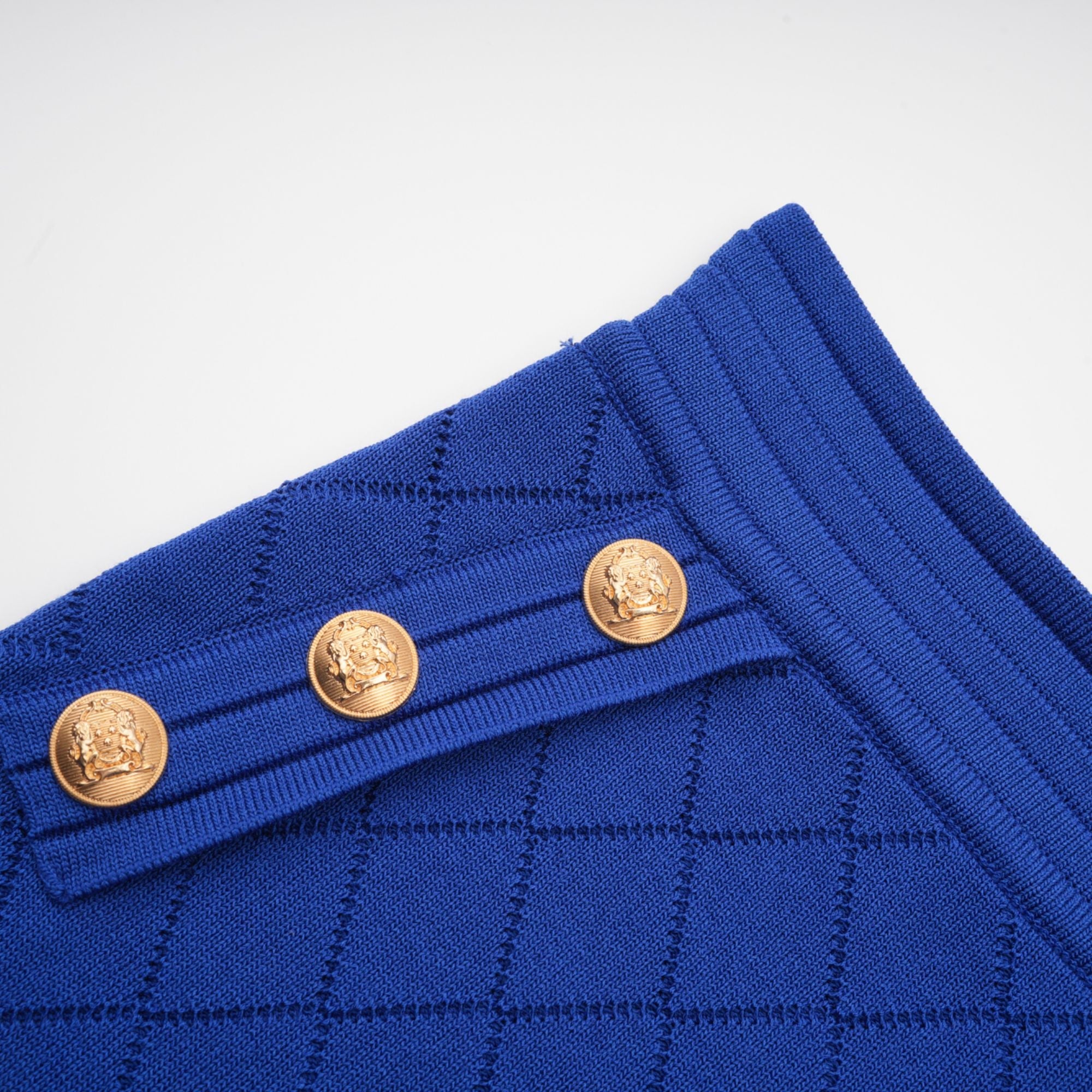 Maëlys blue button-detail knitted top & skirt matching set (Final Sale)
