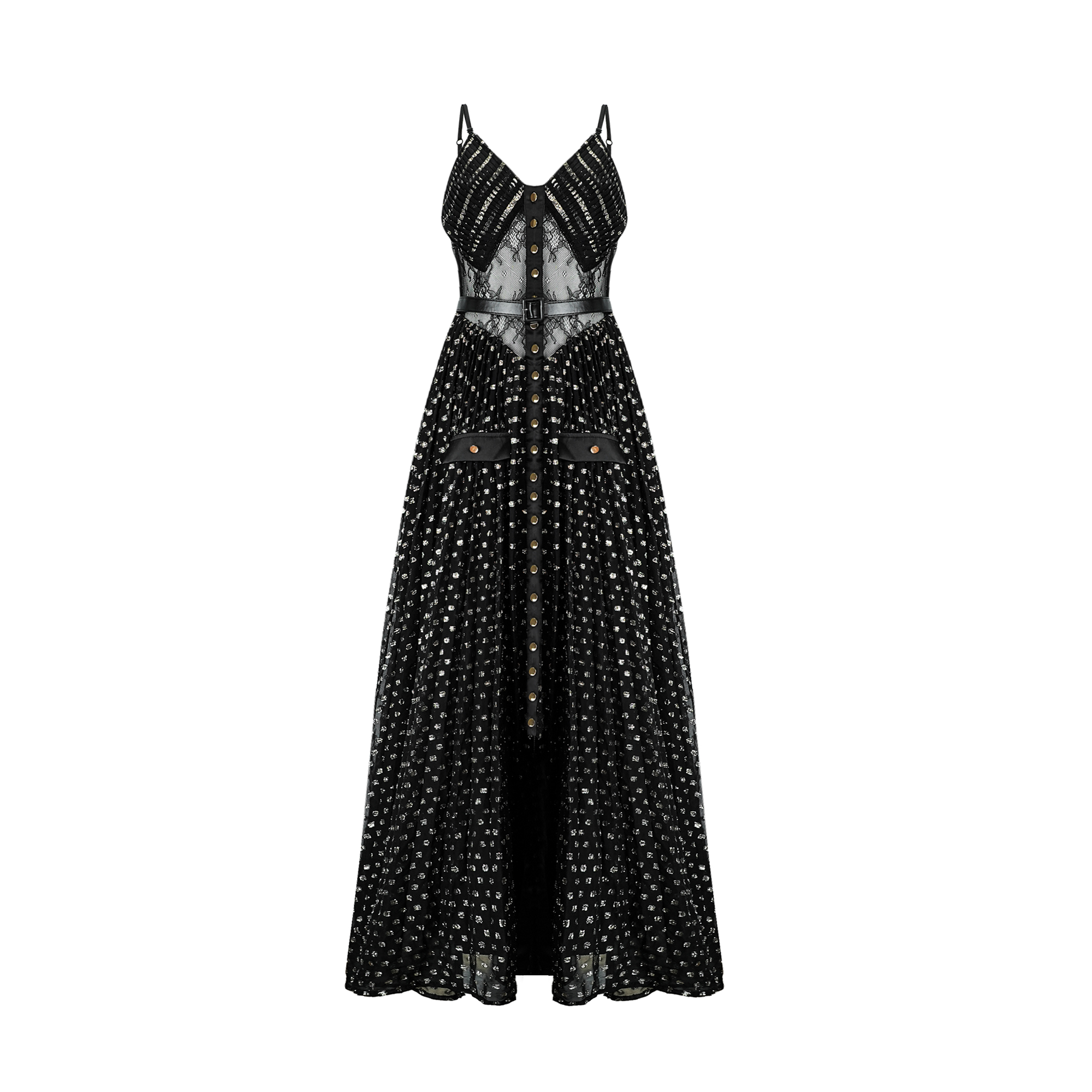 Aloïse Black Polka Dot Pleated Midi Dress (Final Sale-US Only)