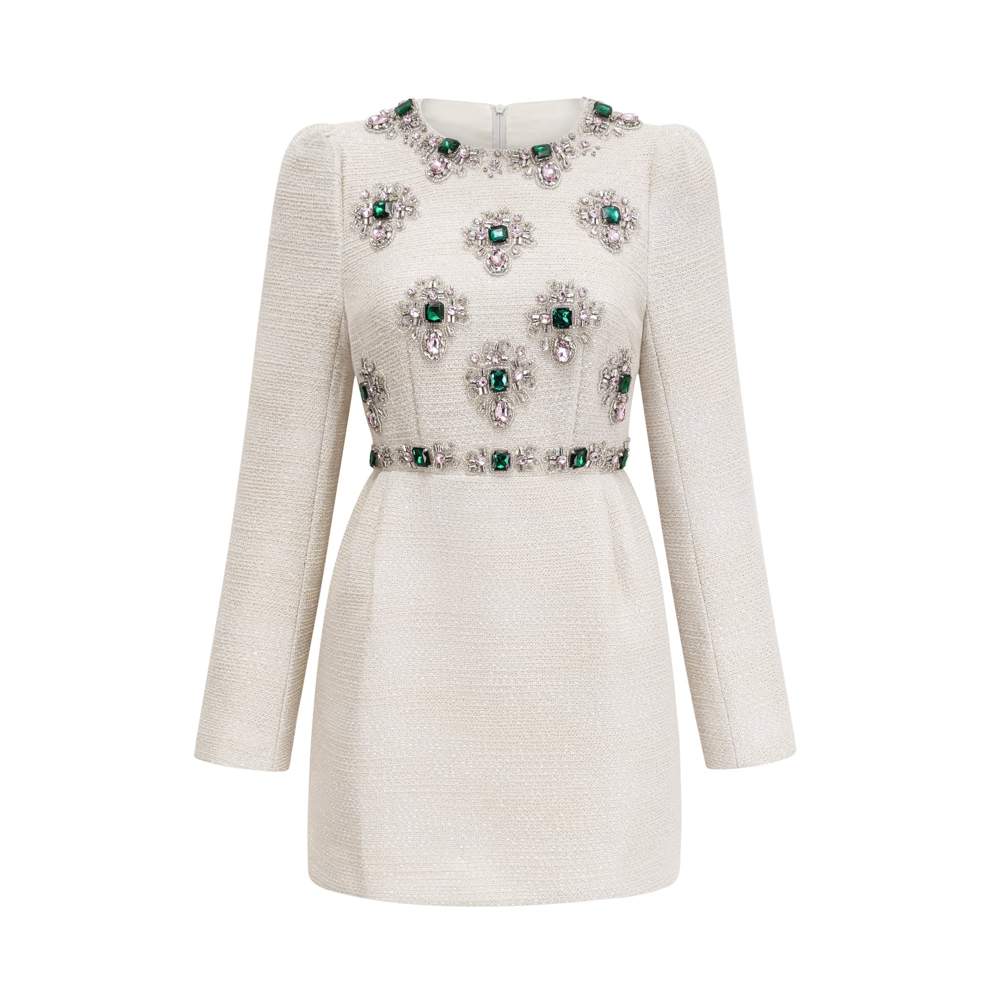 Pauline white tweed bead-embellished mini dress (Final Sale)