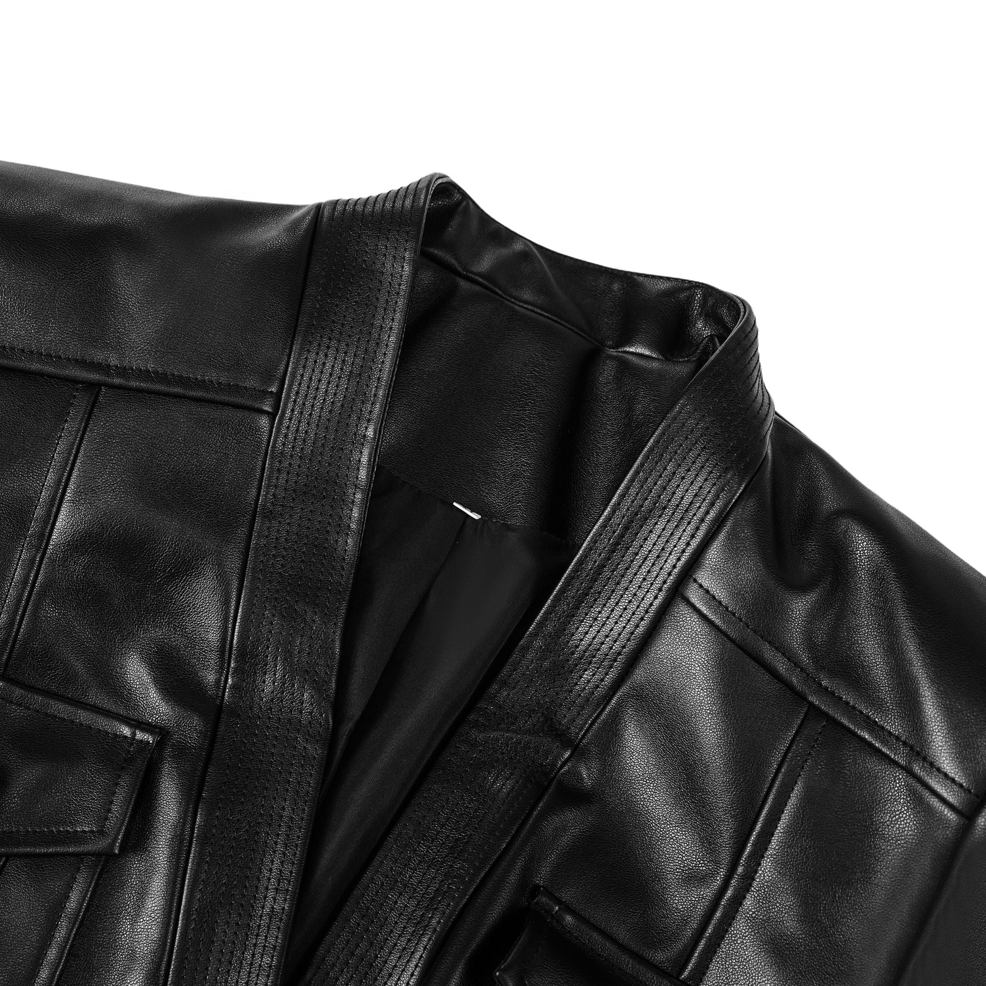 Isabel Black Belted Faux Leather Jacket (Final Sale)