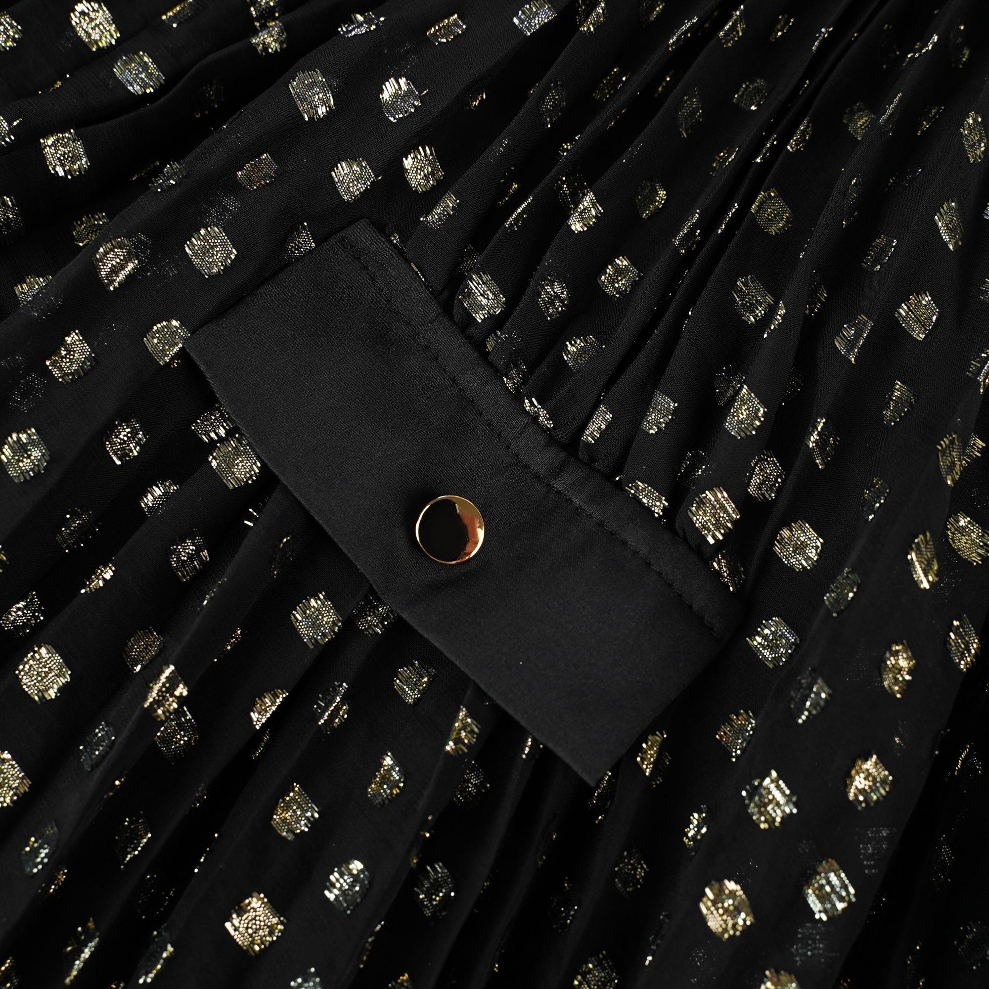 Aloïse Black Polka Dot Pleated Midi Dress (Final Sale-US Only)