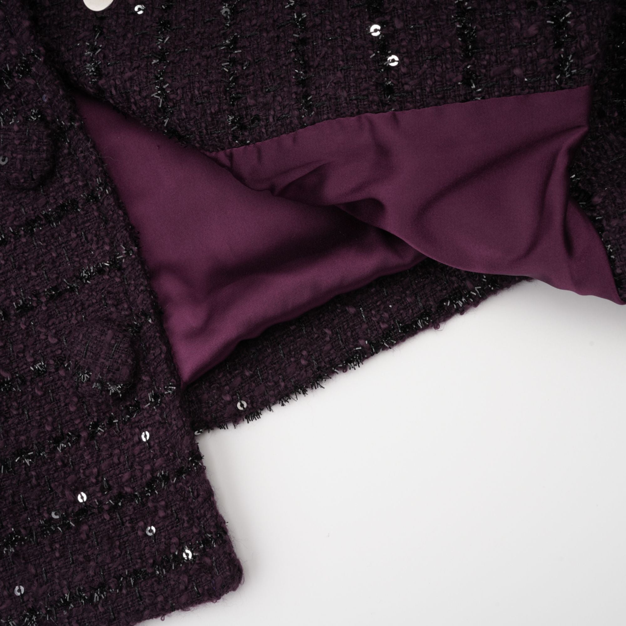 Brigitte purple sequined tweed jacket & skirt matching set (Final Sale-US Only)