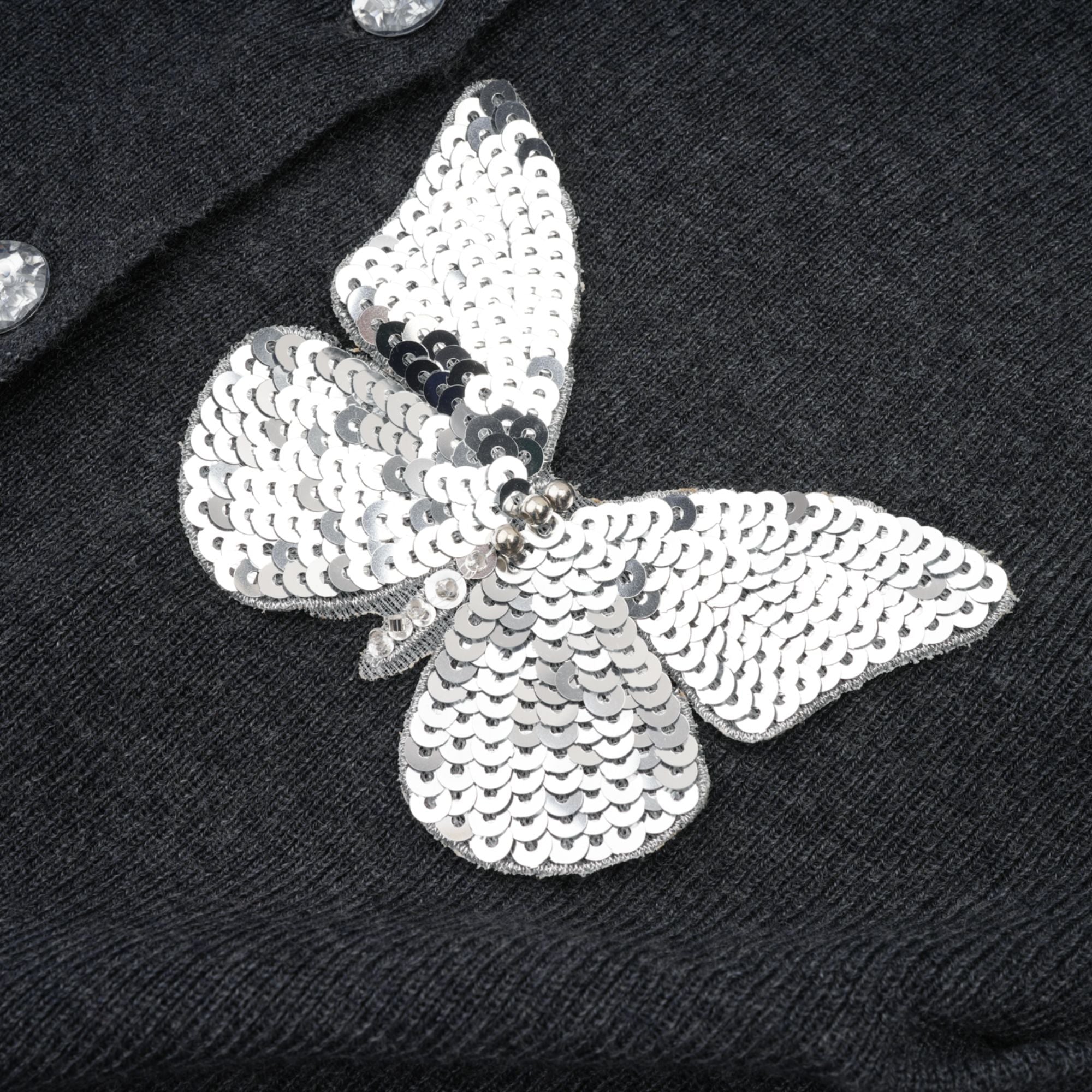 Anastasie grey sequined butterfly-motif cardigan (Final Sale)