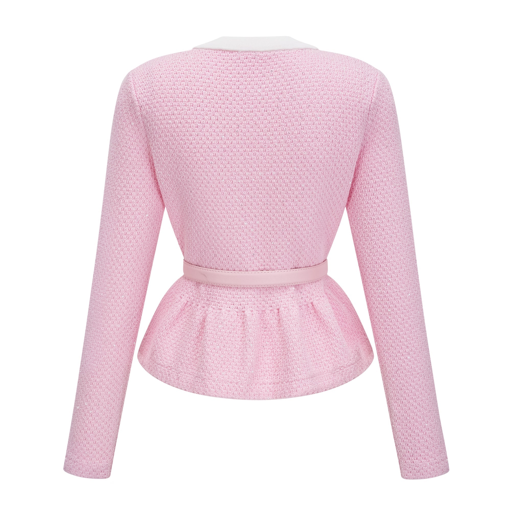 Ásdís Pink Sequined Knit Cardigan & Skirt Set (Final Sale-US Only)
