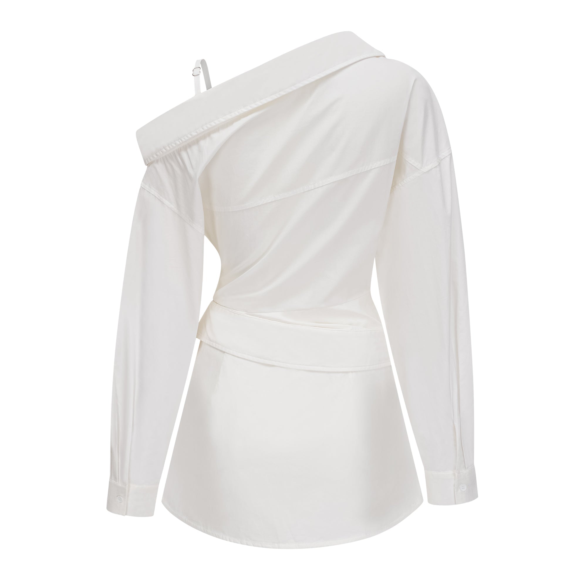 Tímea White Asymmetrical Mini Shirt Dress (Final Sale)