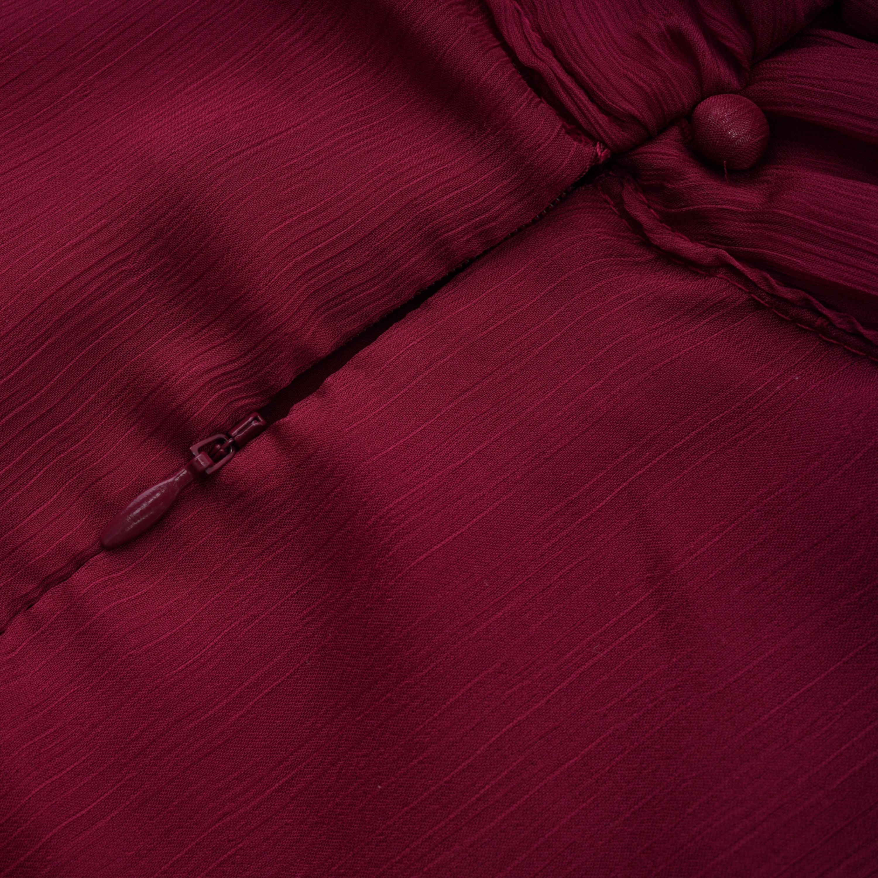 Éléna Burgundy Asymmetrical Ruffled Tulle Mini Dress (Final Sale)