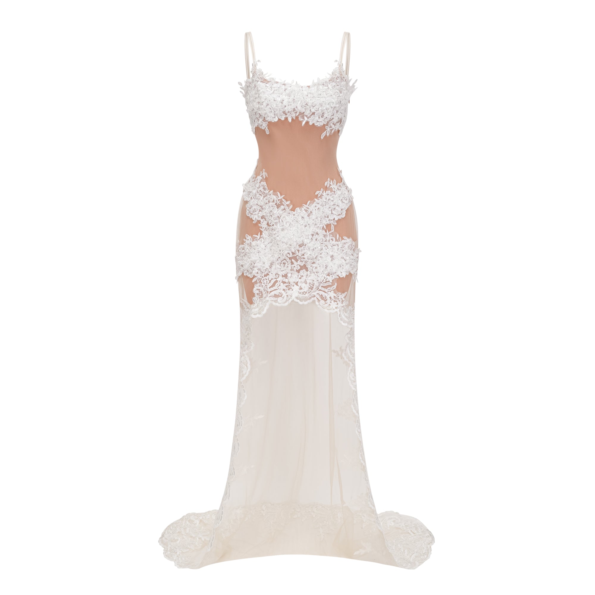 Mieke White Semi-Sheer Lace Maxi Dress (Final Sale-US Only)
