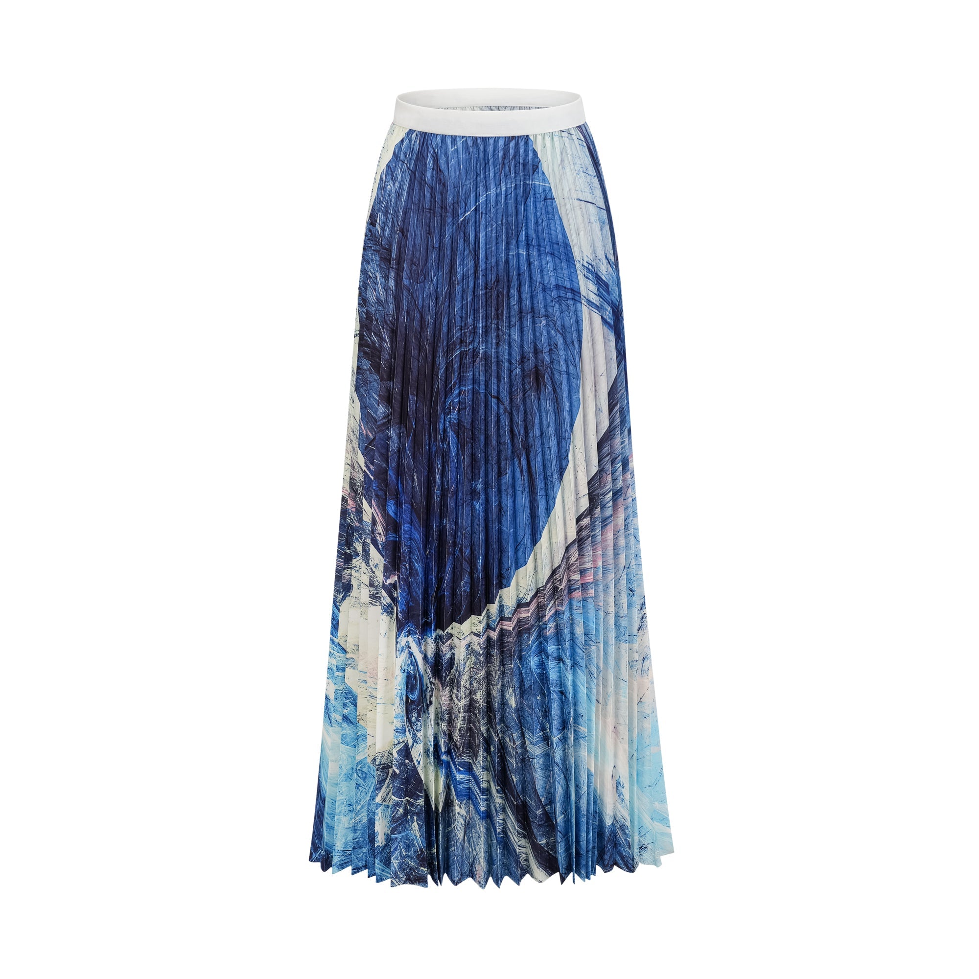 Debbie Blue Pattern-Print Creased Cape & Skirt Matching Set