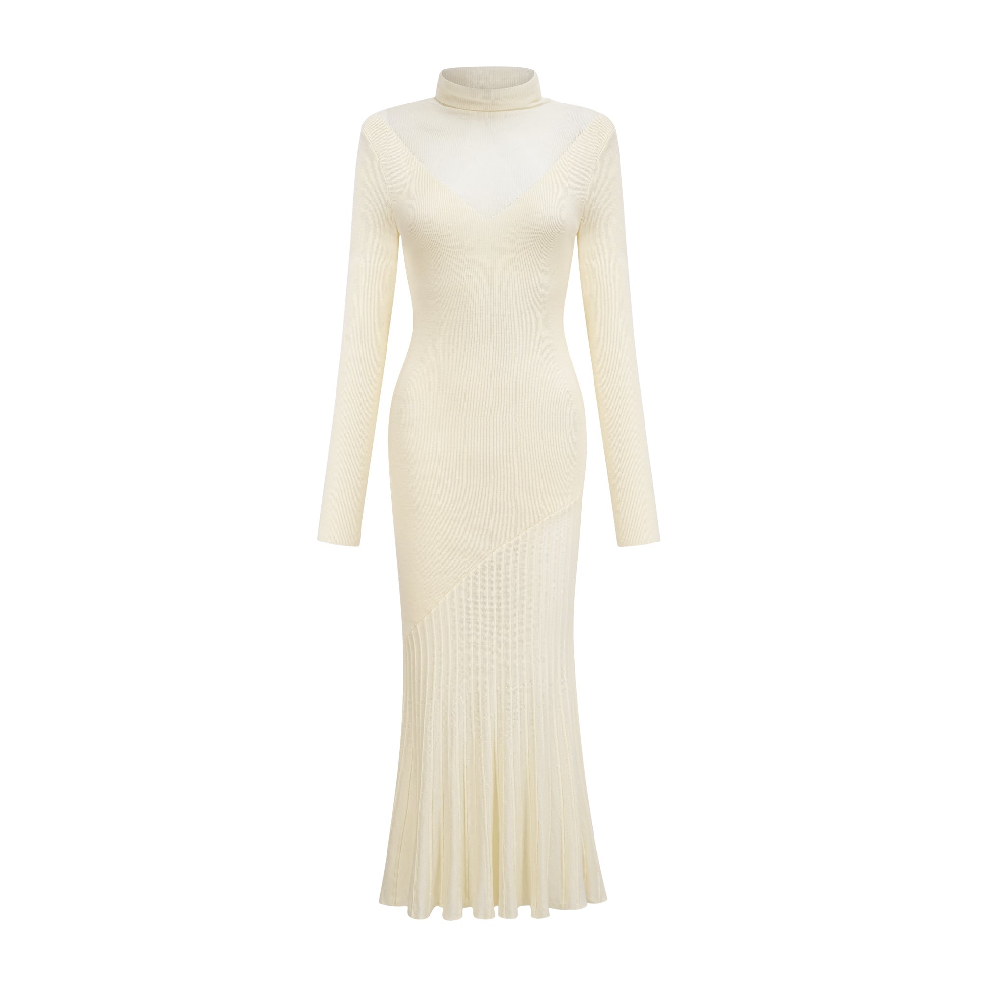 Émeline white knitted pleated midi dress (Final Sale)