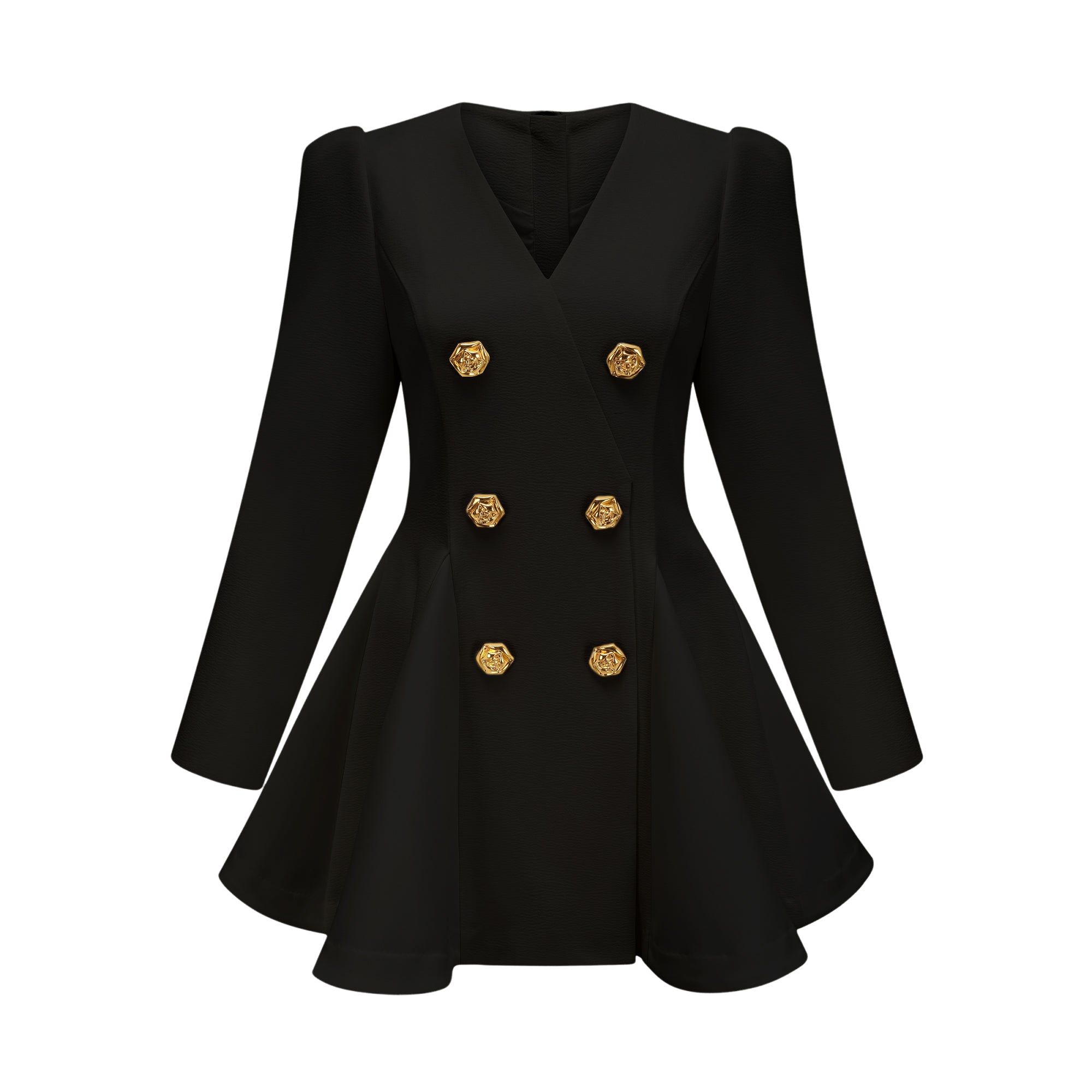 Élise pleated peplum-hem blazer dress in Black (Final Sale)