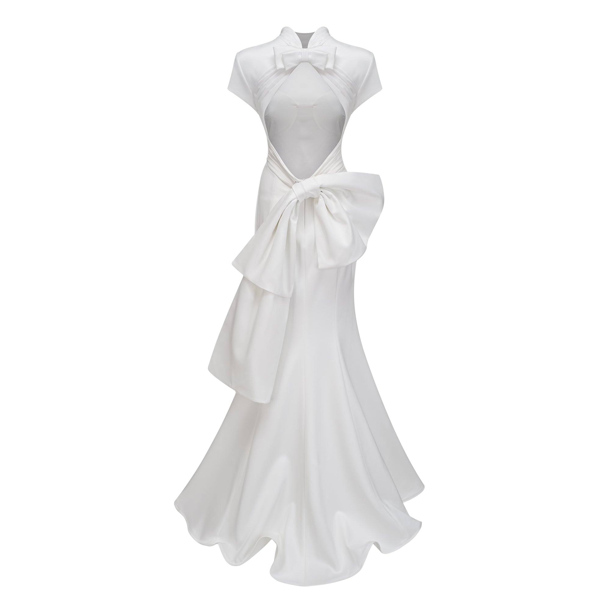 Camille White Statement Bow Mermaid Maxi Dress (Final Sale)
