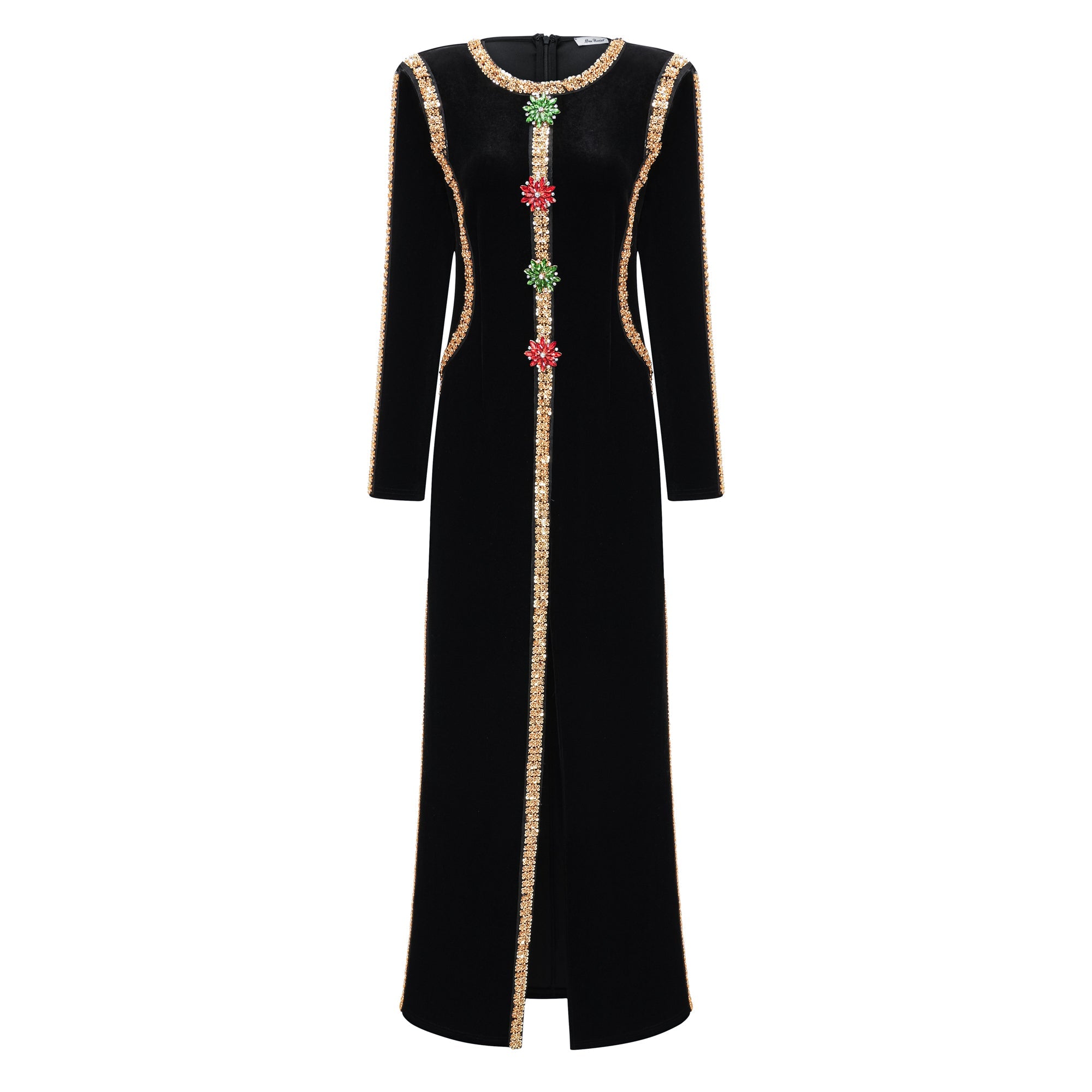 Embellished Velvet Maxi Dress