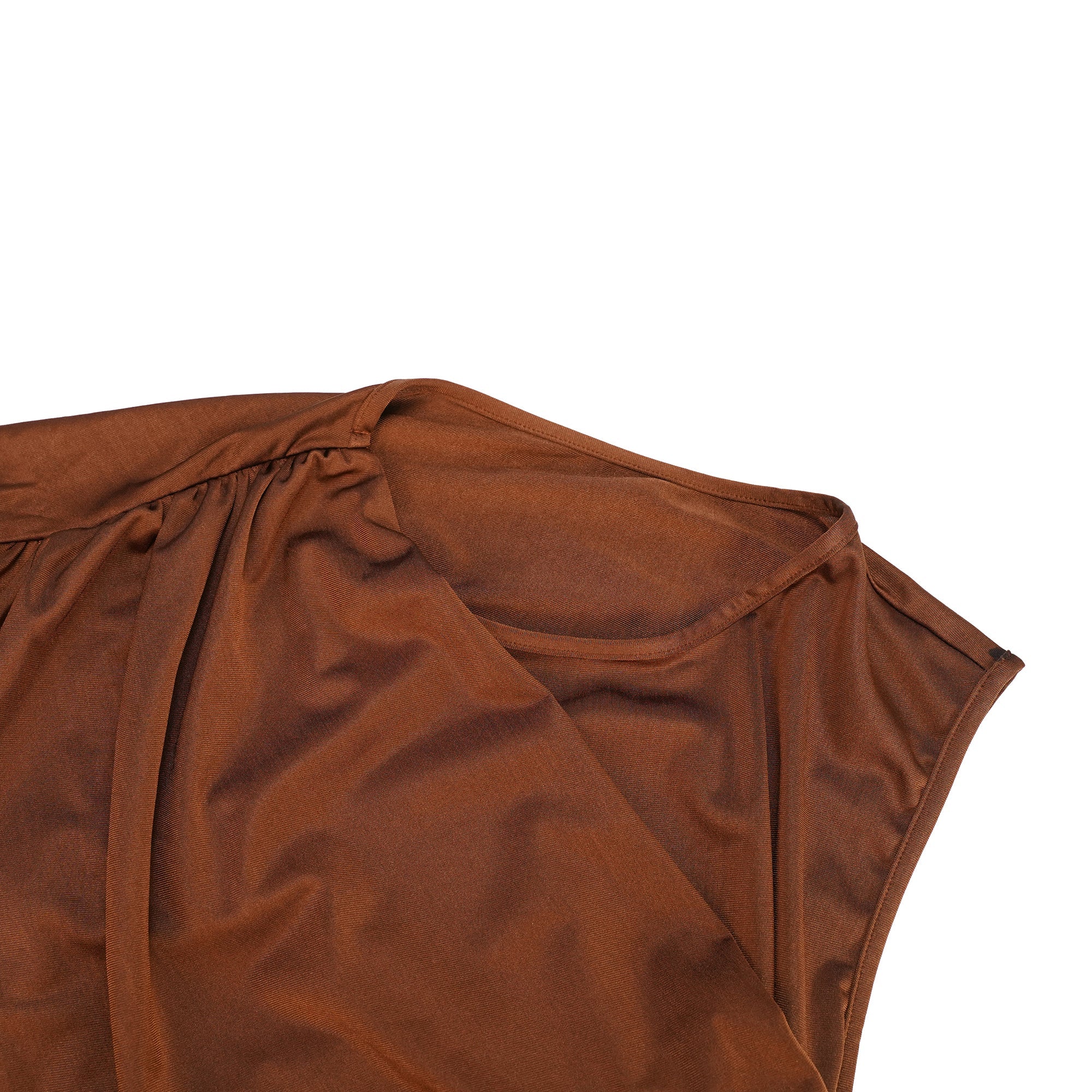 Reine Brown Asymmetrical Ruched Maxi Dress (Final Sale)