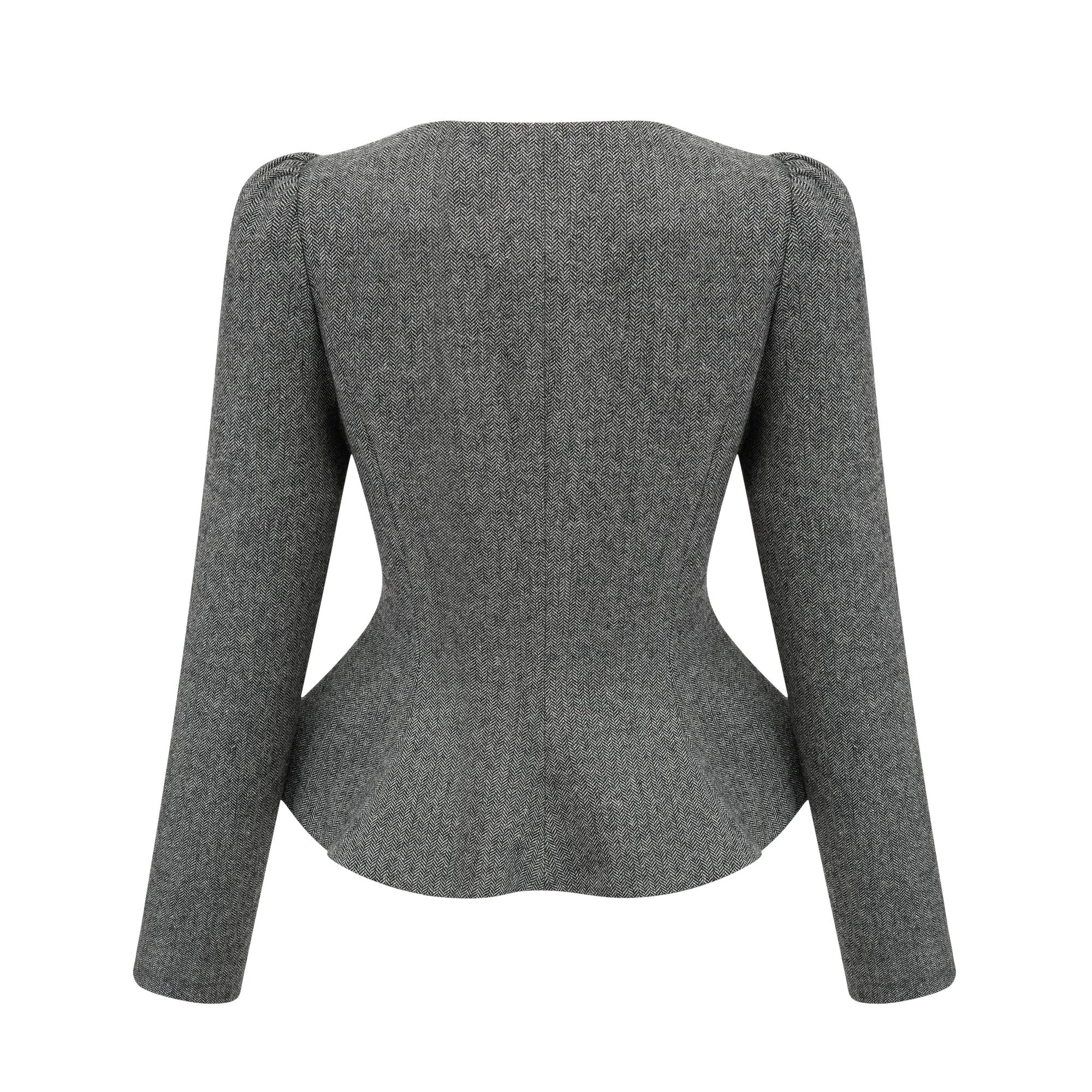 Agathe Grey Herringbone Top & Shorts Matching Set