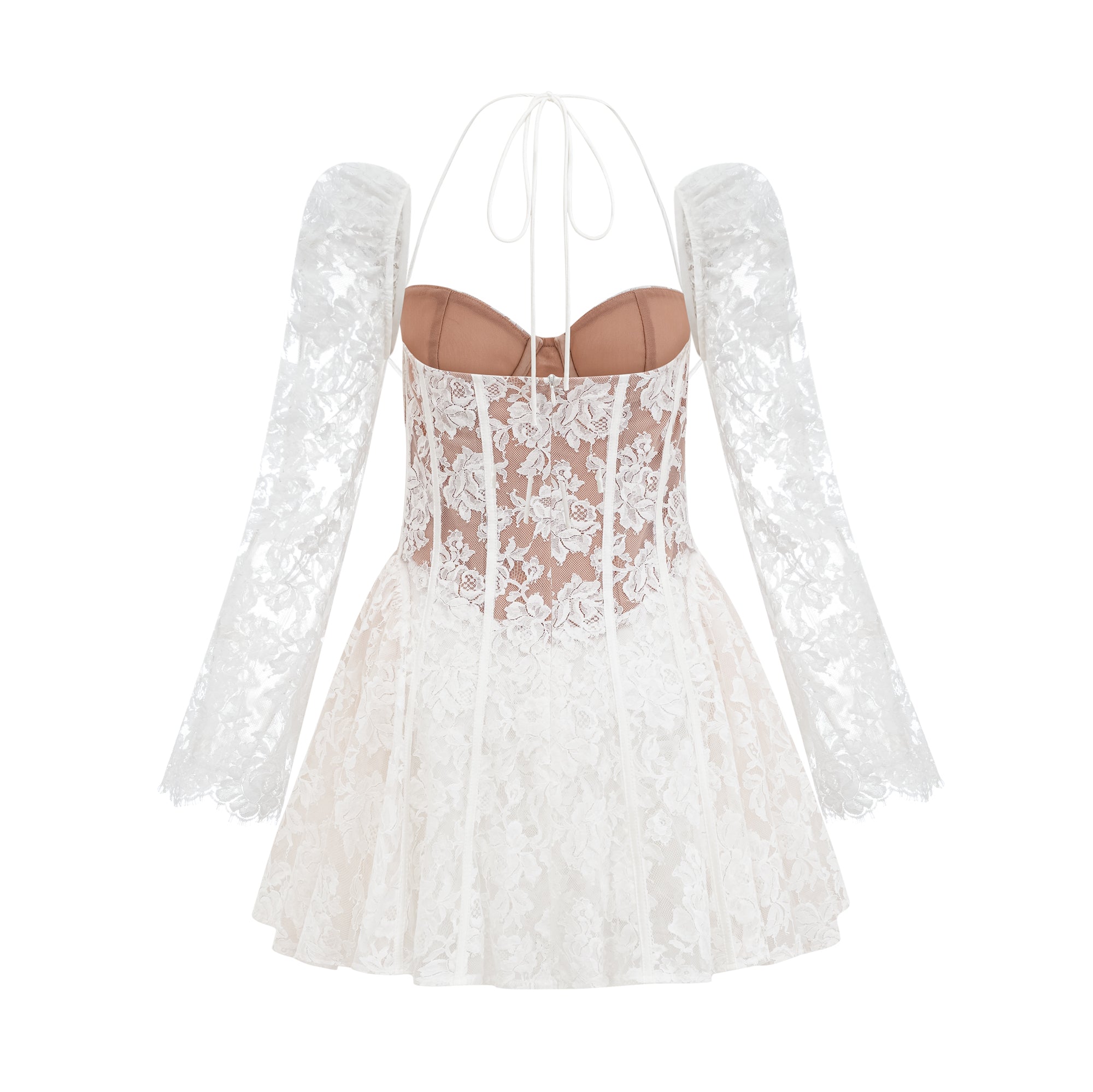 Vivienne white floral-lace corset mini dress (Final Sale)