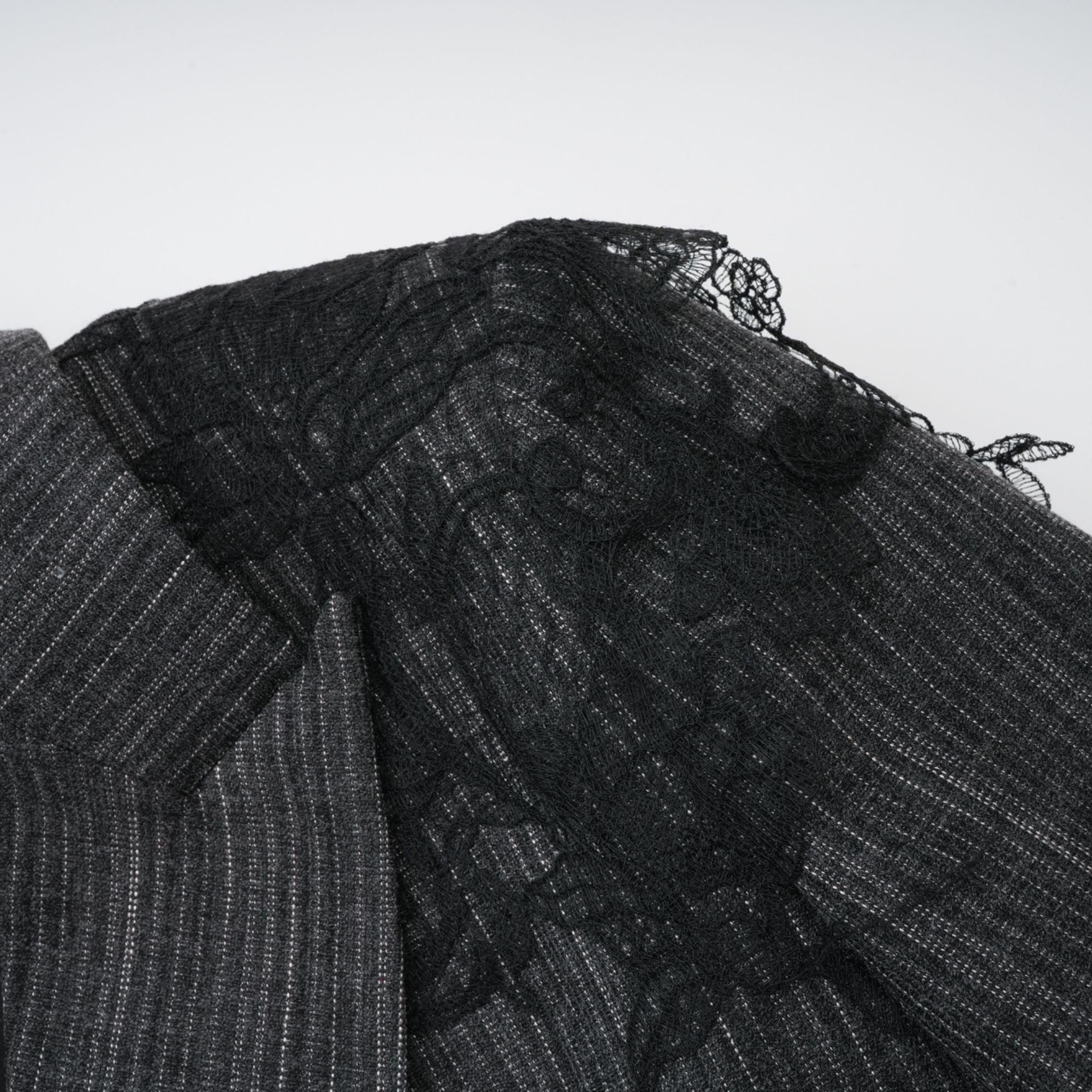 Sidonie Grey Floral Appliqué Striped Blazer & Skirt Set (Final Sale)