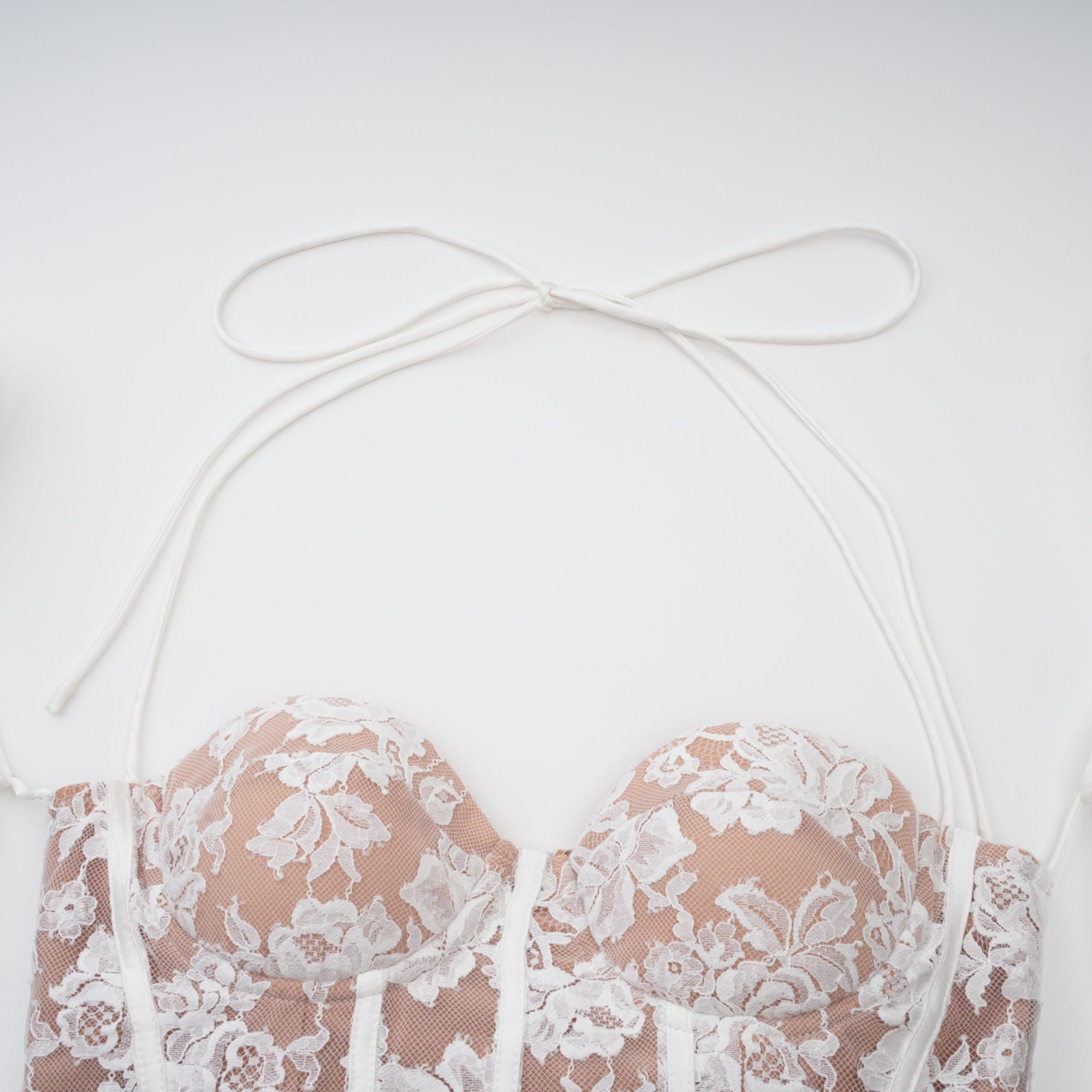 Vivienne white floral-lace corset mini dress (Final Sale-US Only)