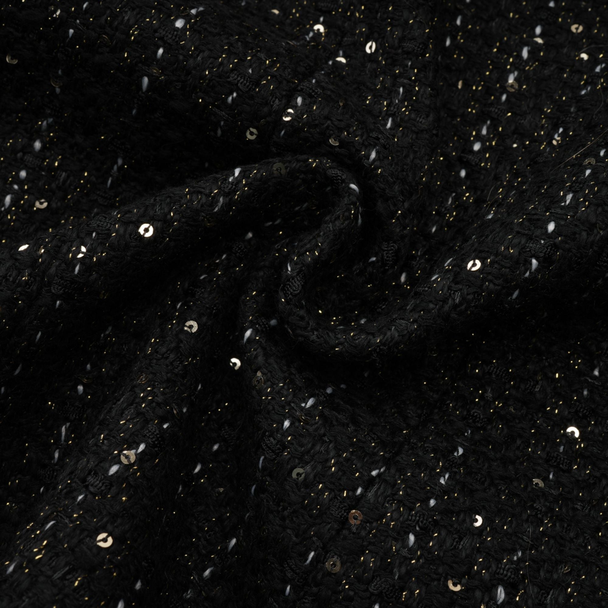 Audrey black sequin panelled tweed mini dress