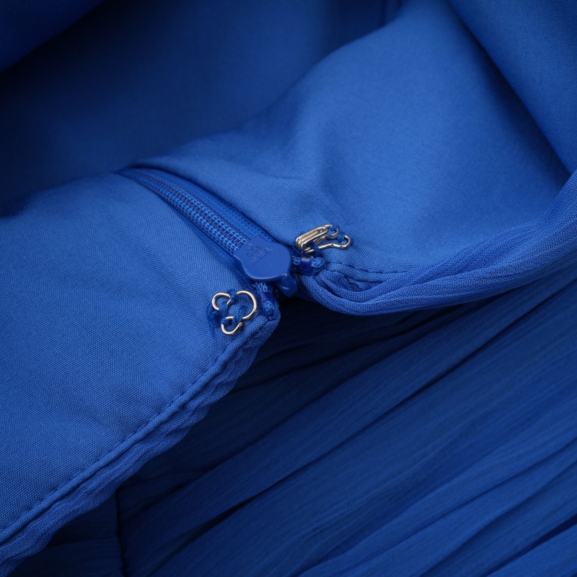 Faustine Blue Cape Design Ruched Maxi Dress (Final Sale)