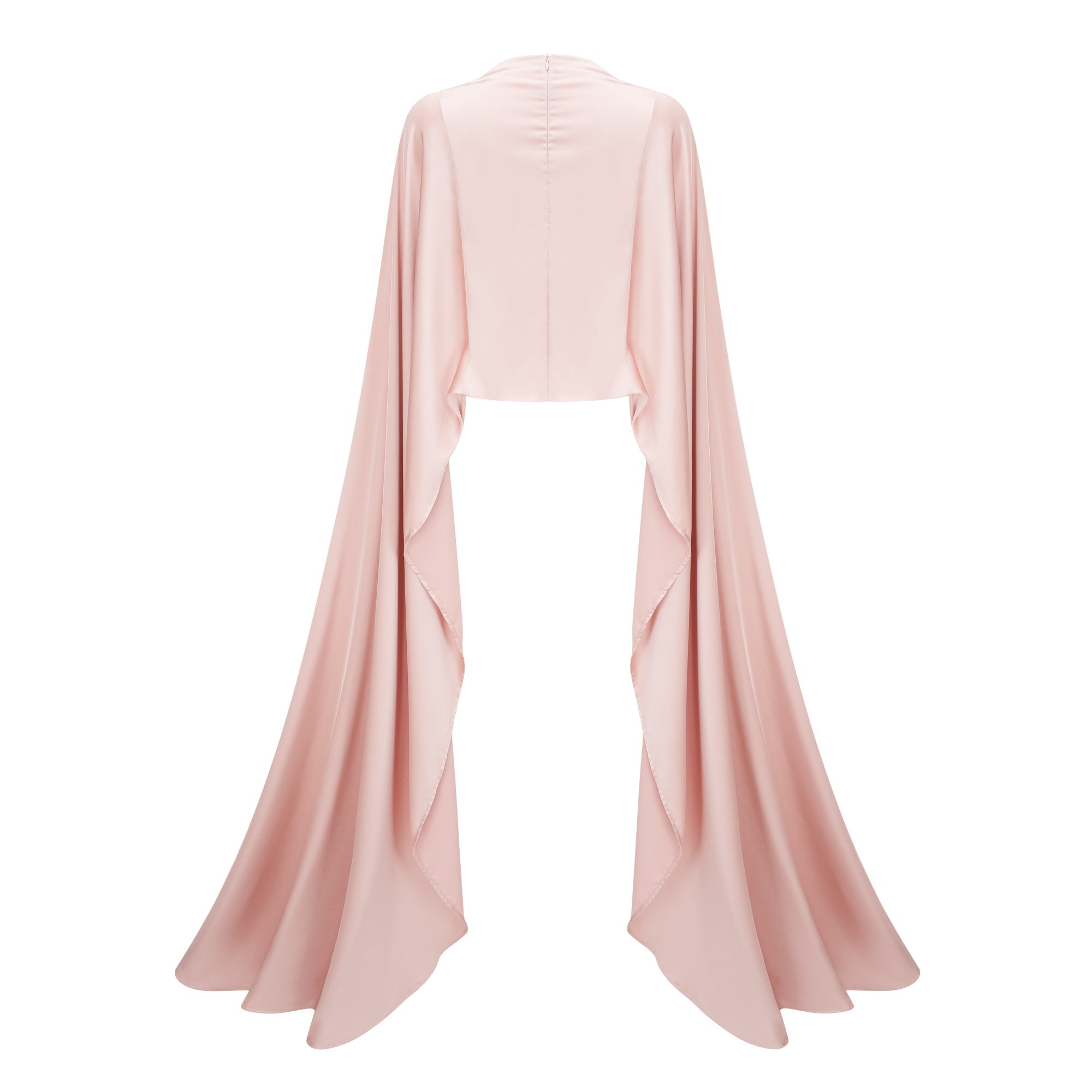 Everleigh Champagne Satin Top & Skirt Set With Cape Detail