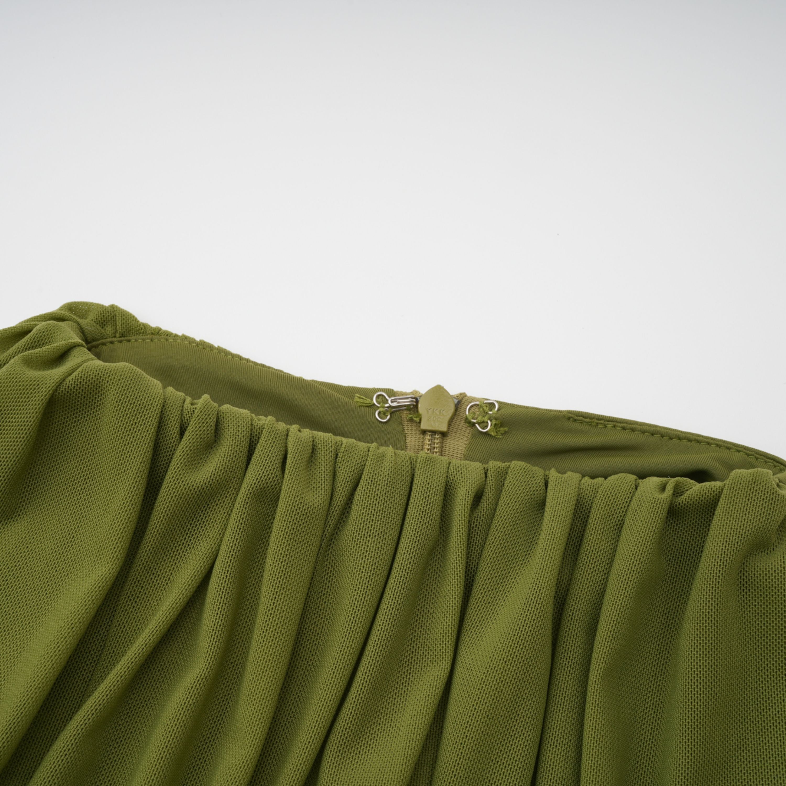 Emilia Green Asymmetrical Ribbon Draped Maxi Dress (Final Sale)