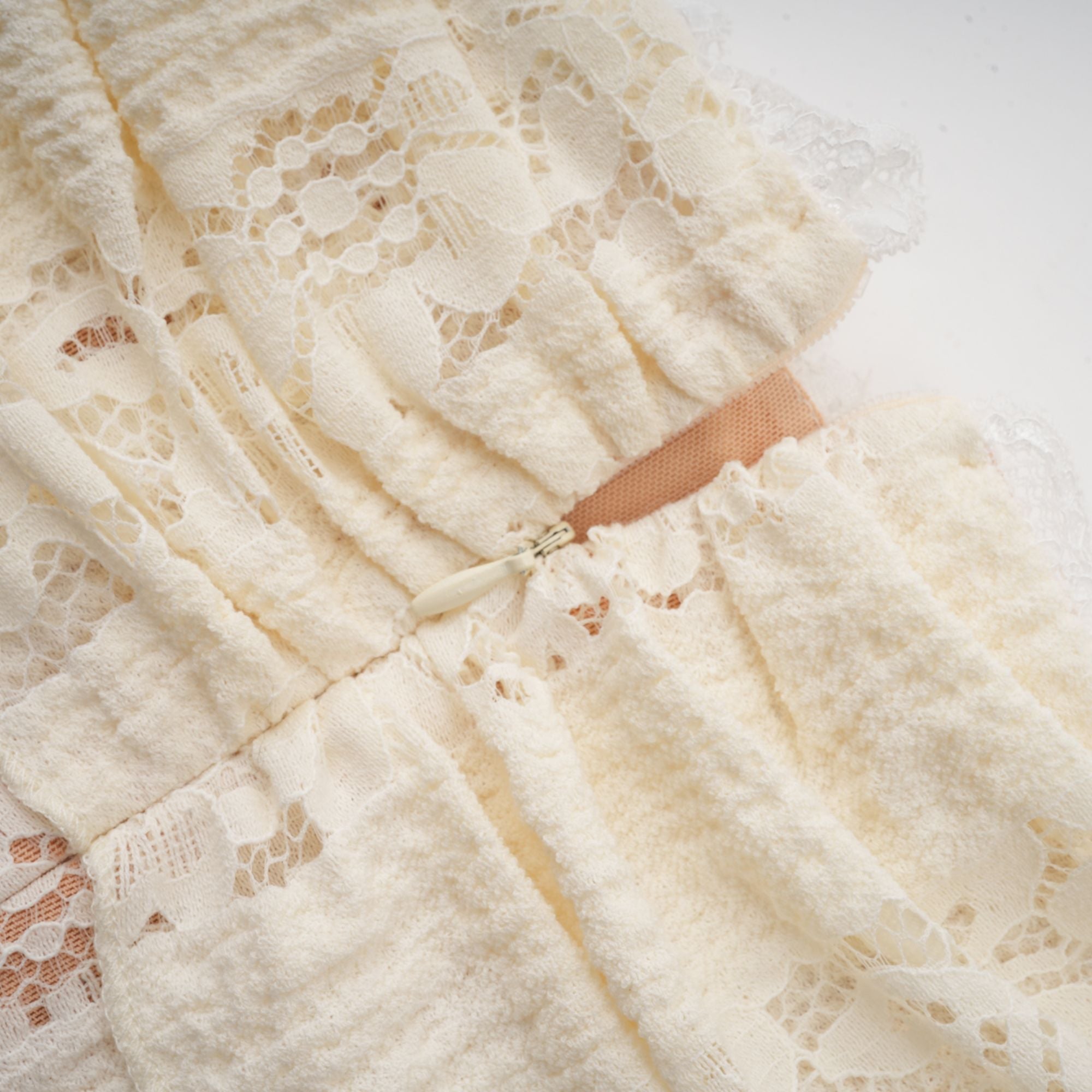 Émeline floral lace flared-cuff mini dress in Neutrals (Final Sale-US Only)