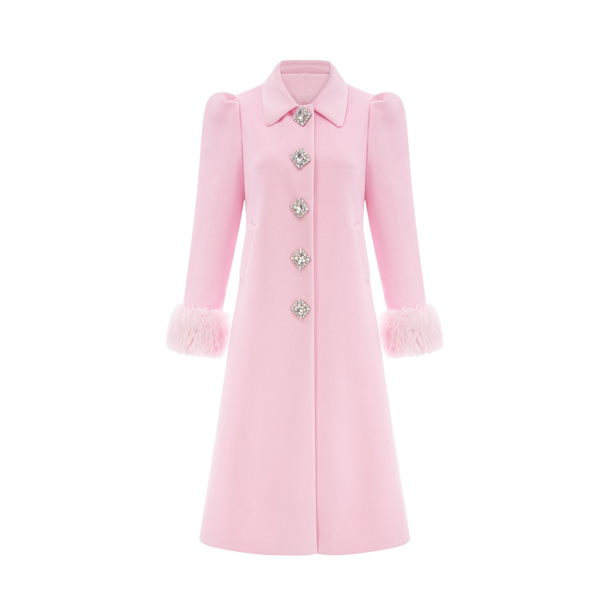 Louisette pink faux-fur overcoat (Final Sale)