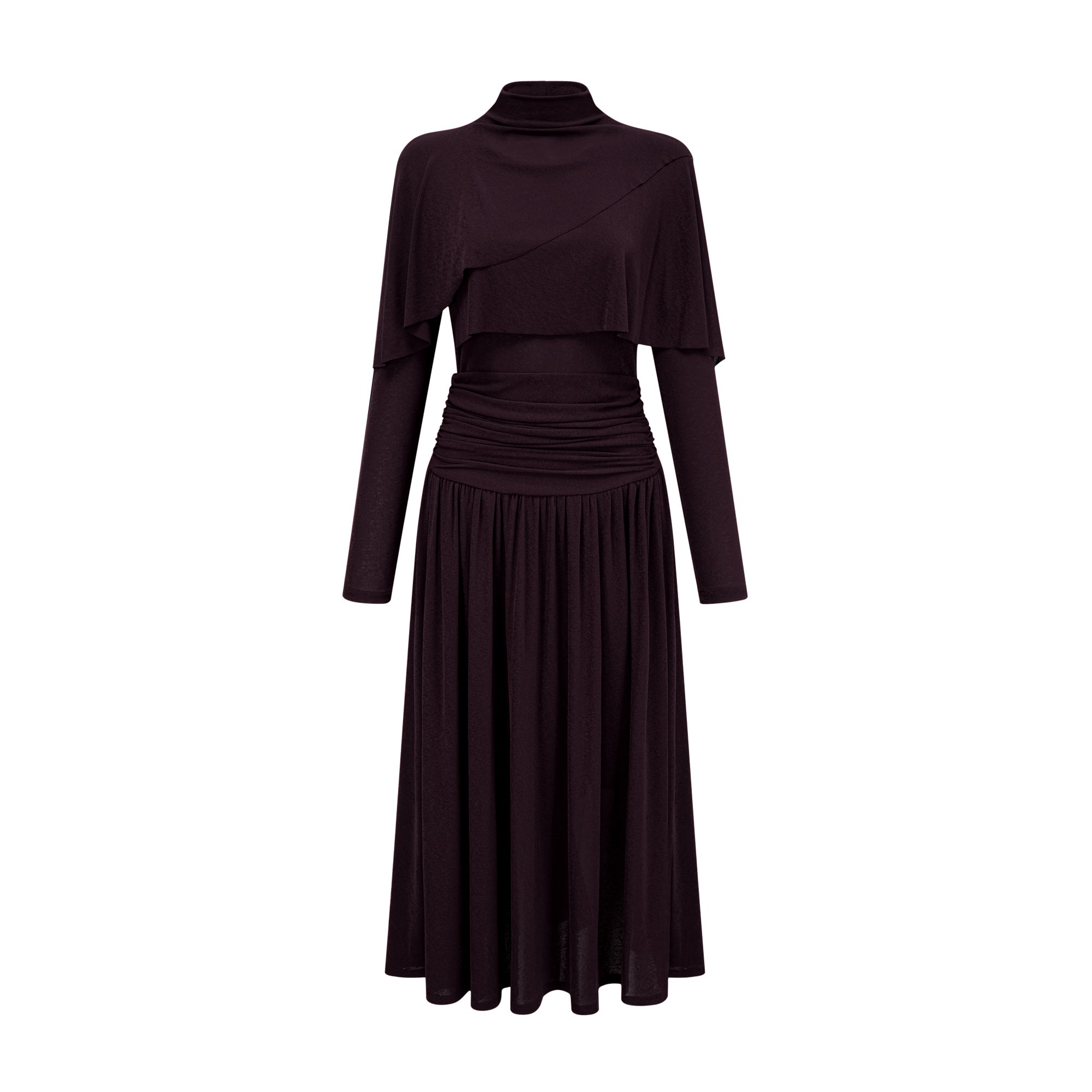 Camille Red Ruched Midi Dress with Flap Design Detail (Final Sale-US Only)