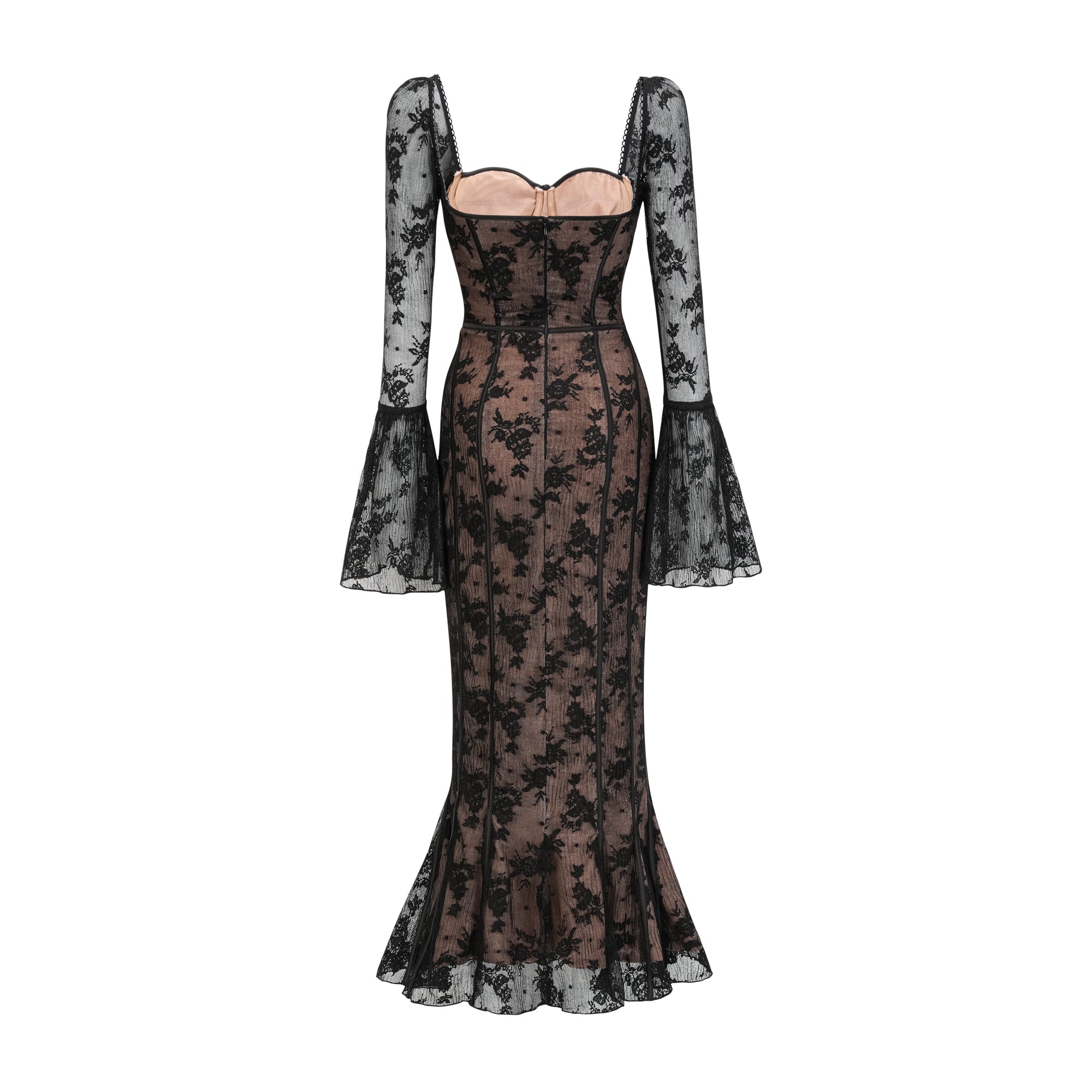 Marlene Black Flared Lace Maxi Dress (Final Sale)