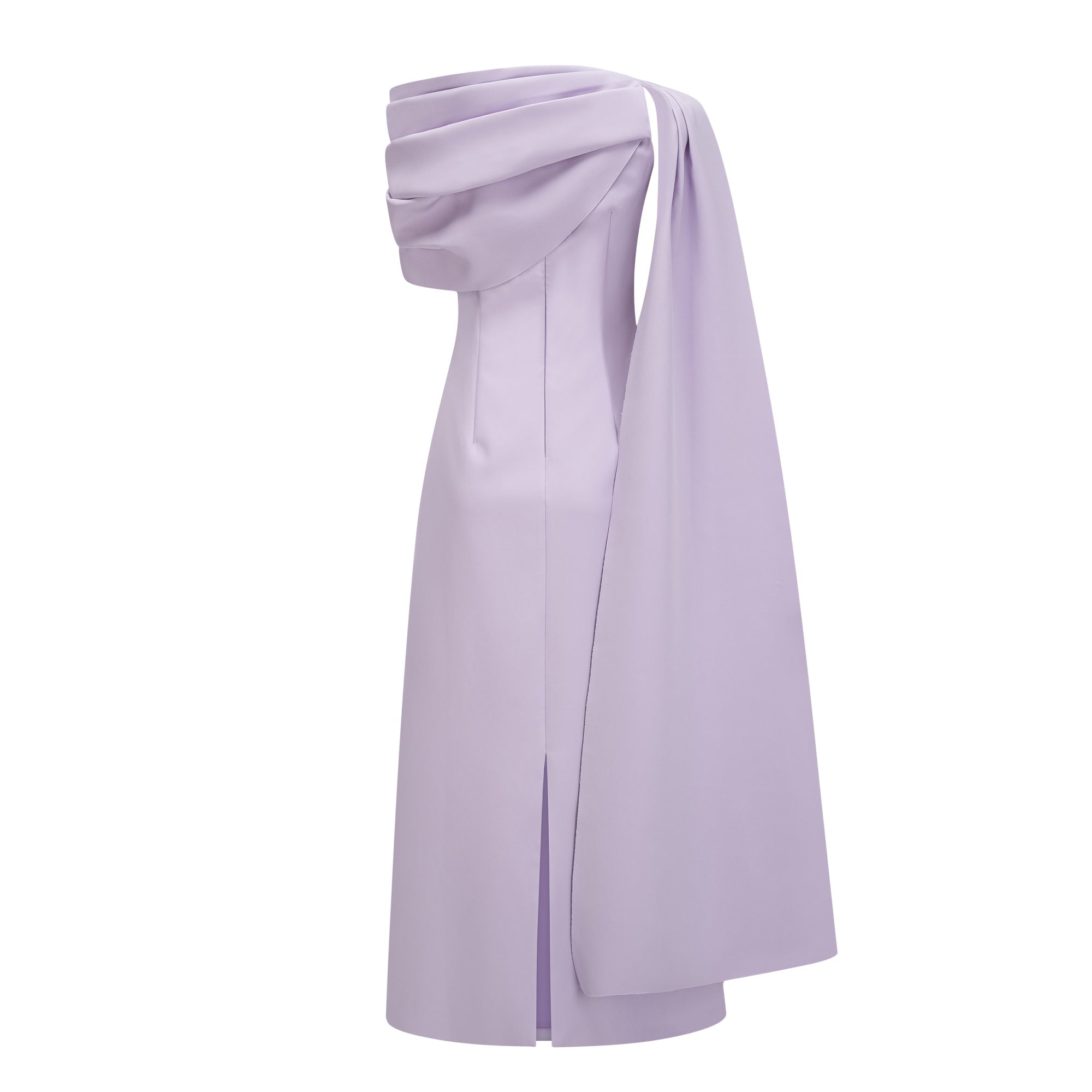 Annabelle Purple Cape-Design Ribbon Maxi Dress (Final Sale-US Only)