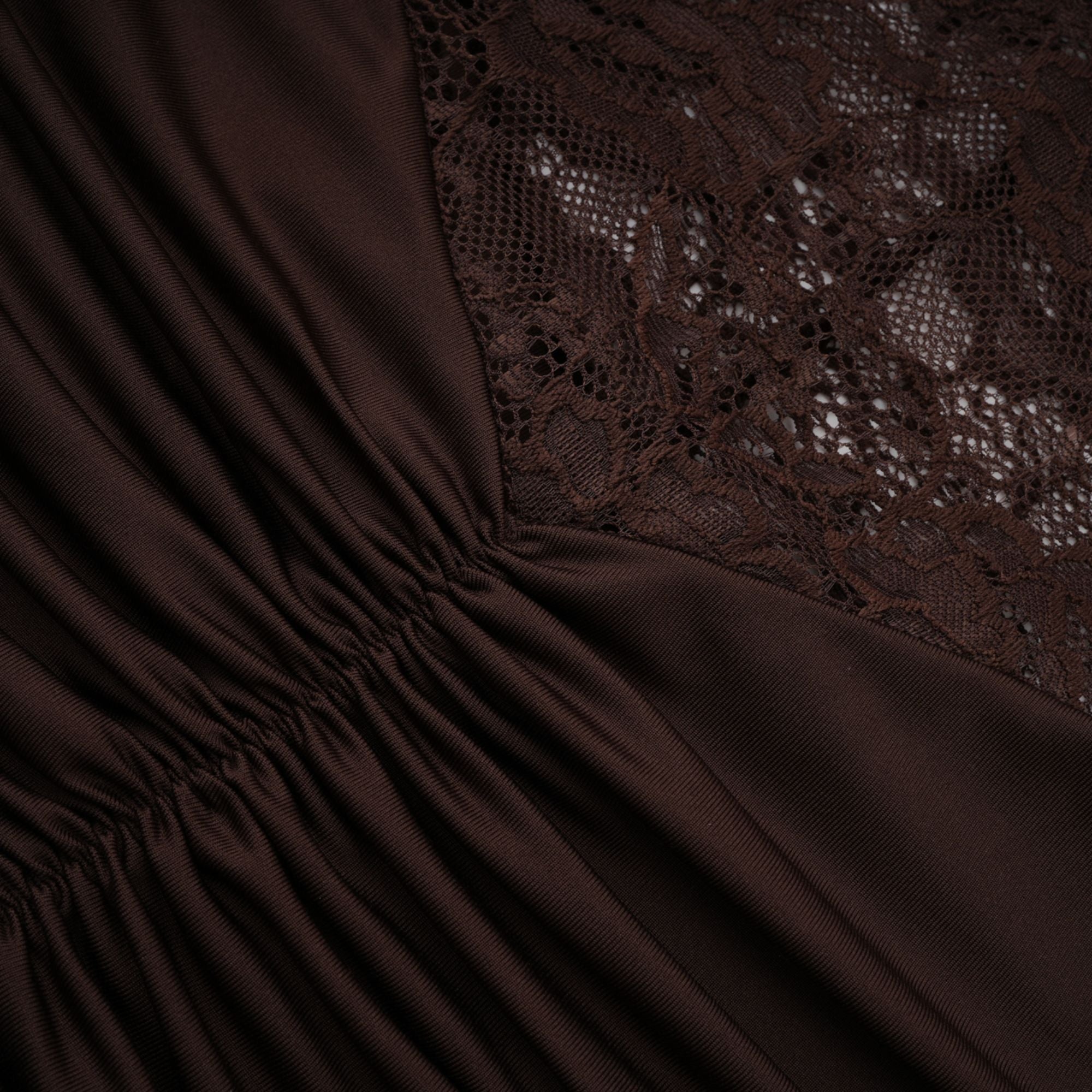 Brigitte Brown Lace Panel Ruched Maxi Dress (Final Sale)