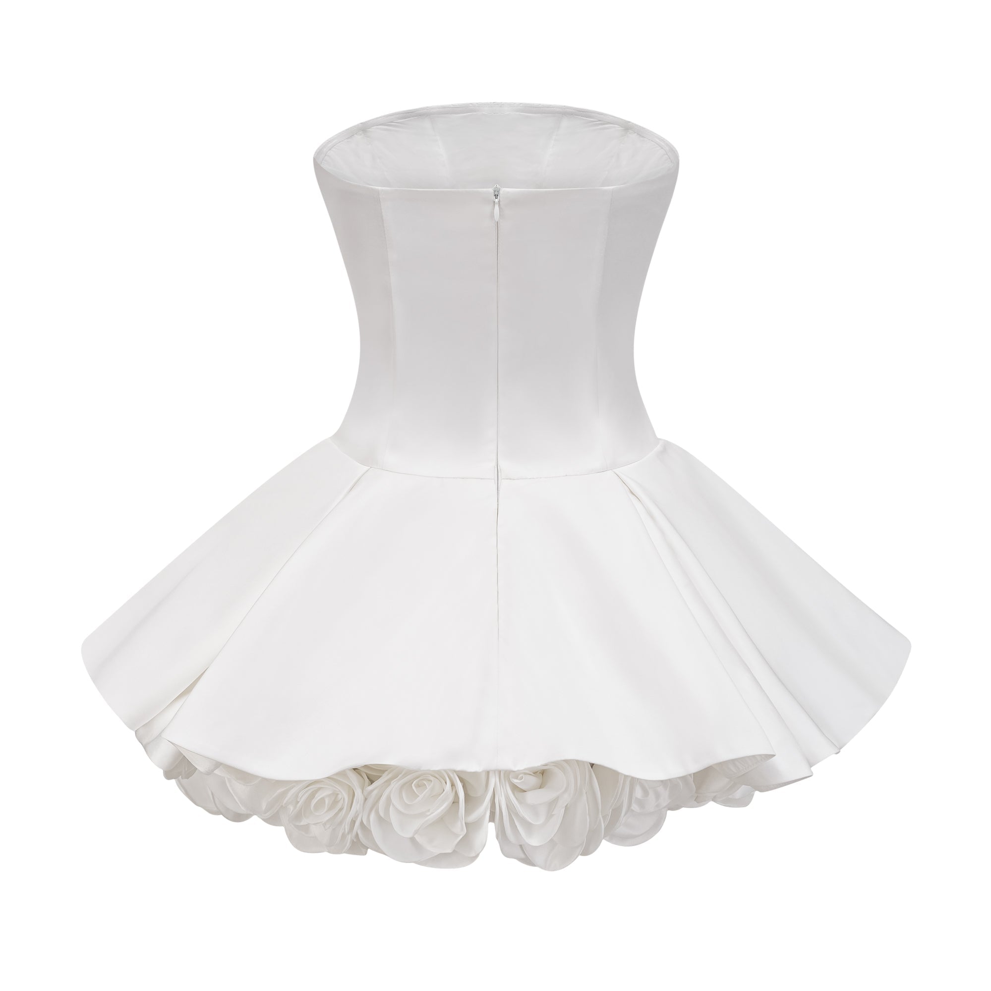Lucie white petal-layered strapless corset mini dress (Final Sale)