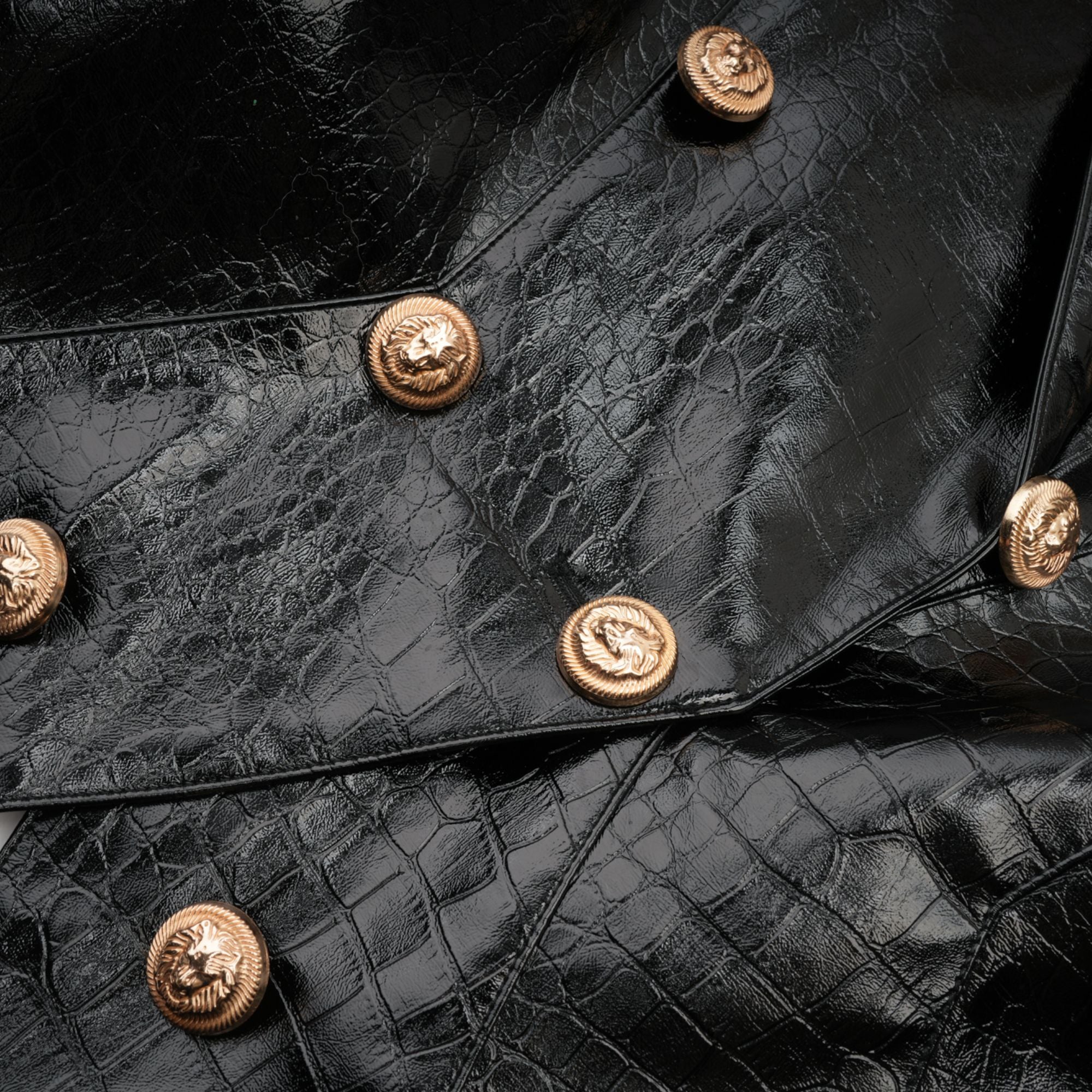 Élodie black cinched-waist leather jacket (Final Sale)